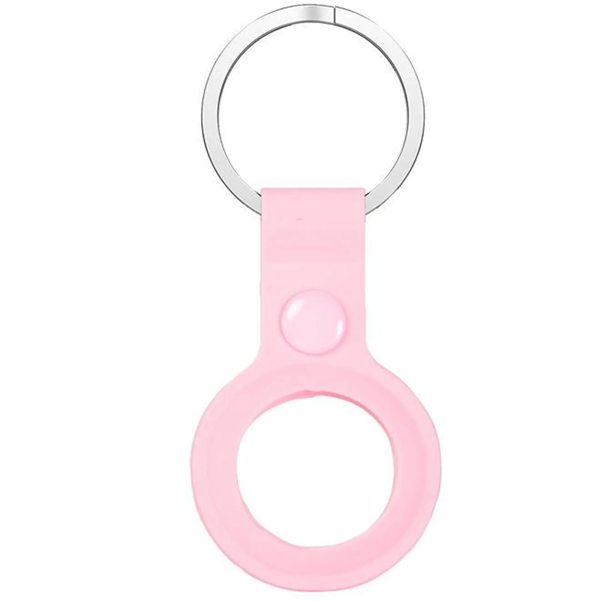 Hollow Circle Case with Keychain Light Weight AirTag Silicone Case - PrimeCables® - Pink, 1 Pack