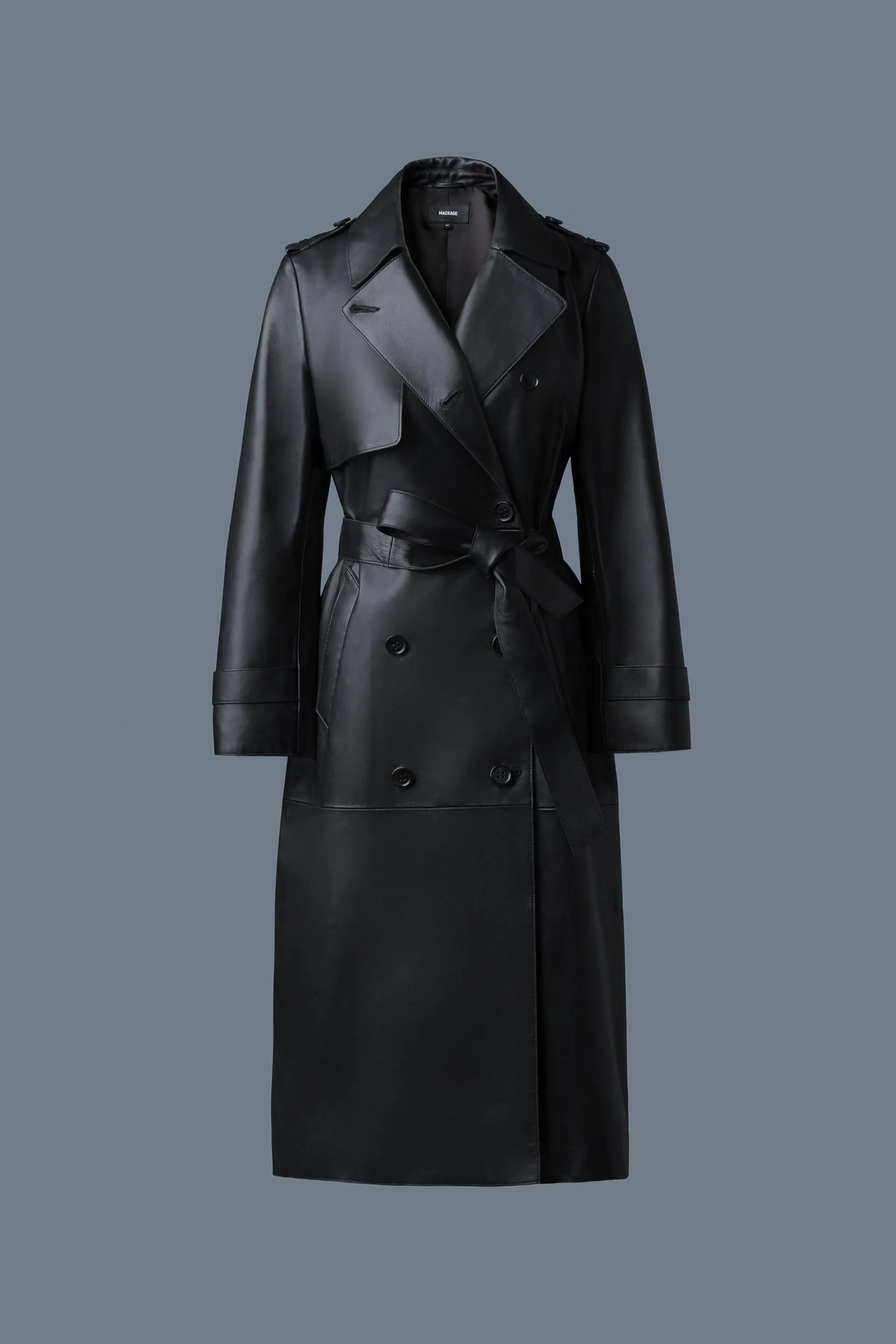 GAEL-V Maxi Leather Trench Coat