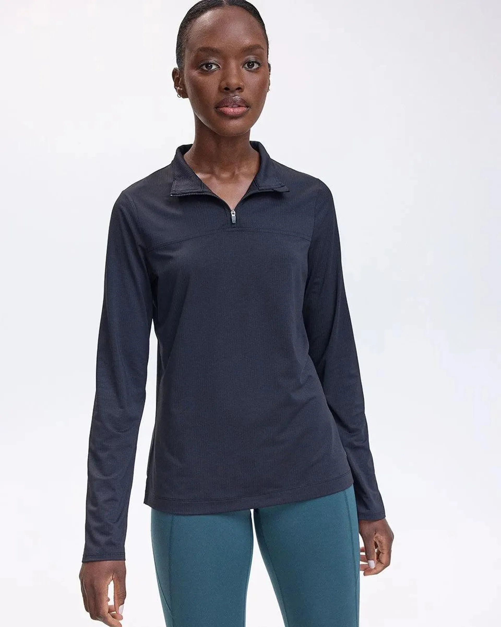 Long-Sleeve Mock-Neck Base Layer with Half-Zip - Hyba