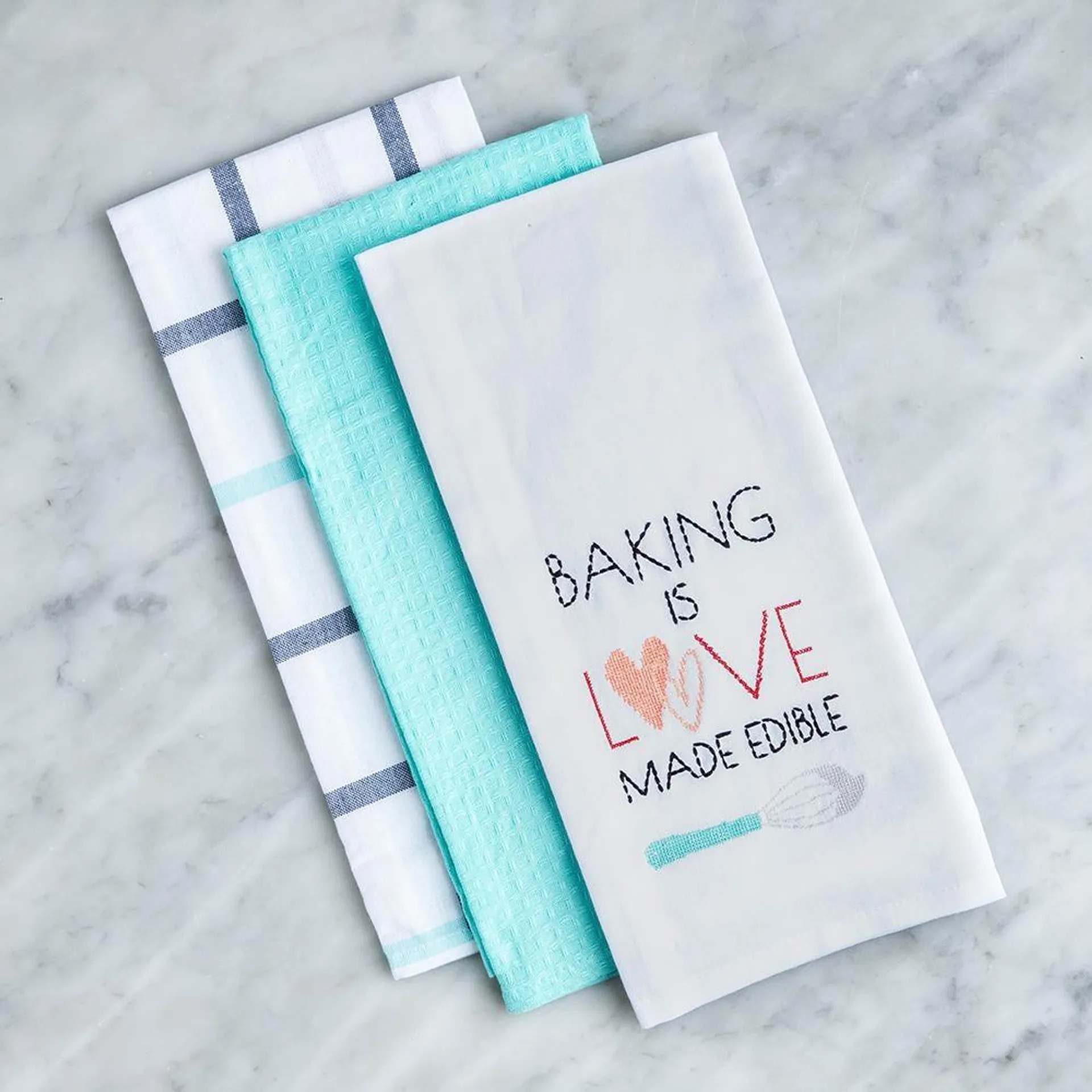 Harman Combo 'Baking Is Love' Cotton Kitchen Towel - 3 Pc Set