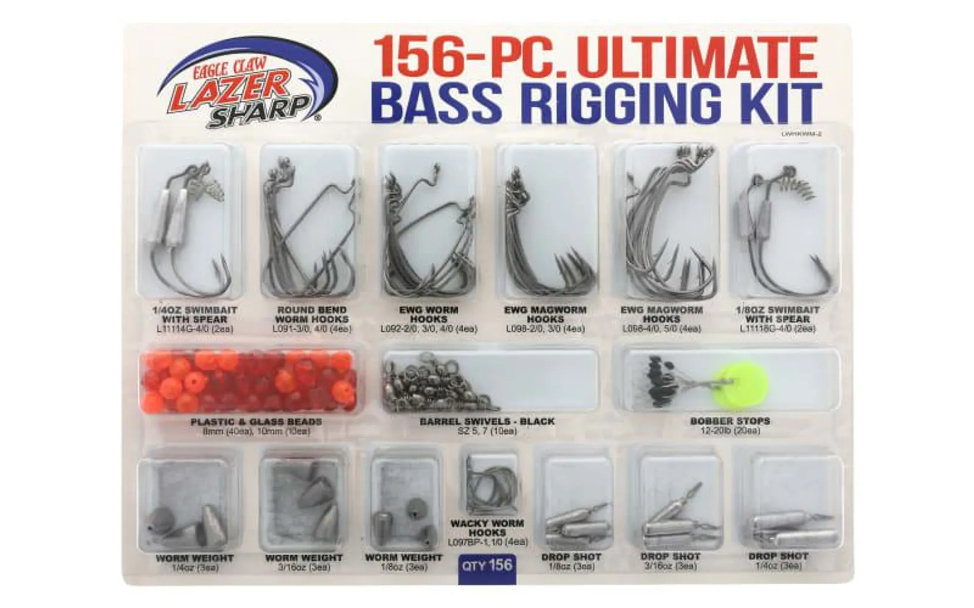 Eagle Claw Lazer Sharp 156-piece Ultimate Bass Rigging Kit