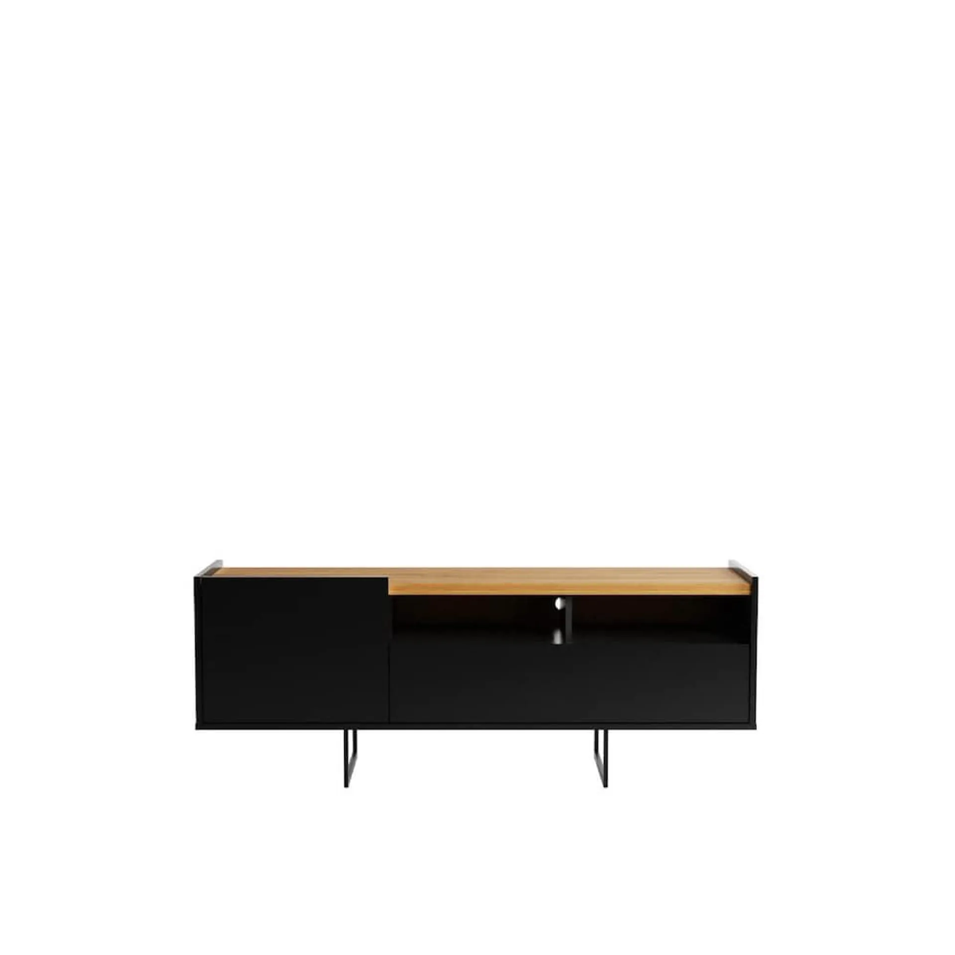 Winston 53.14" TV Stand with 4 Shelves in Black and Cinnamon