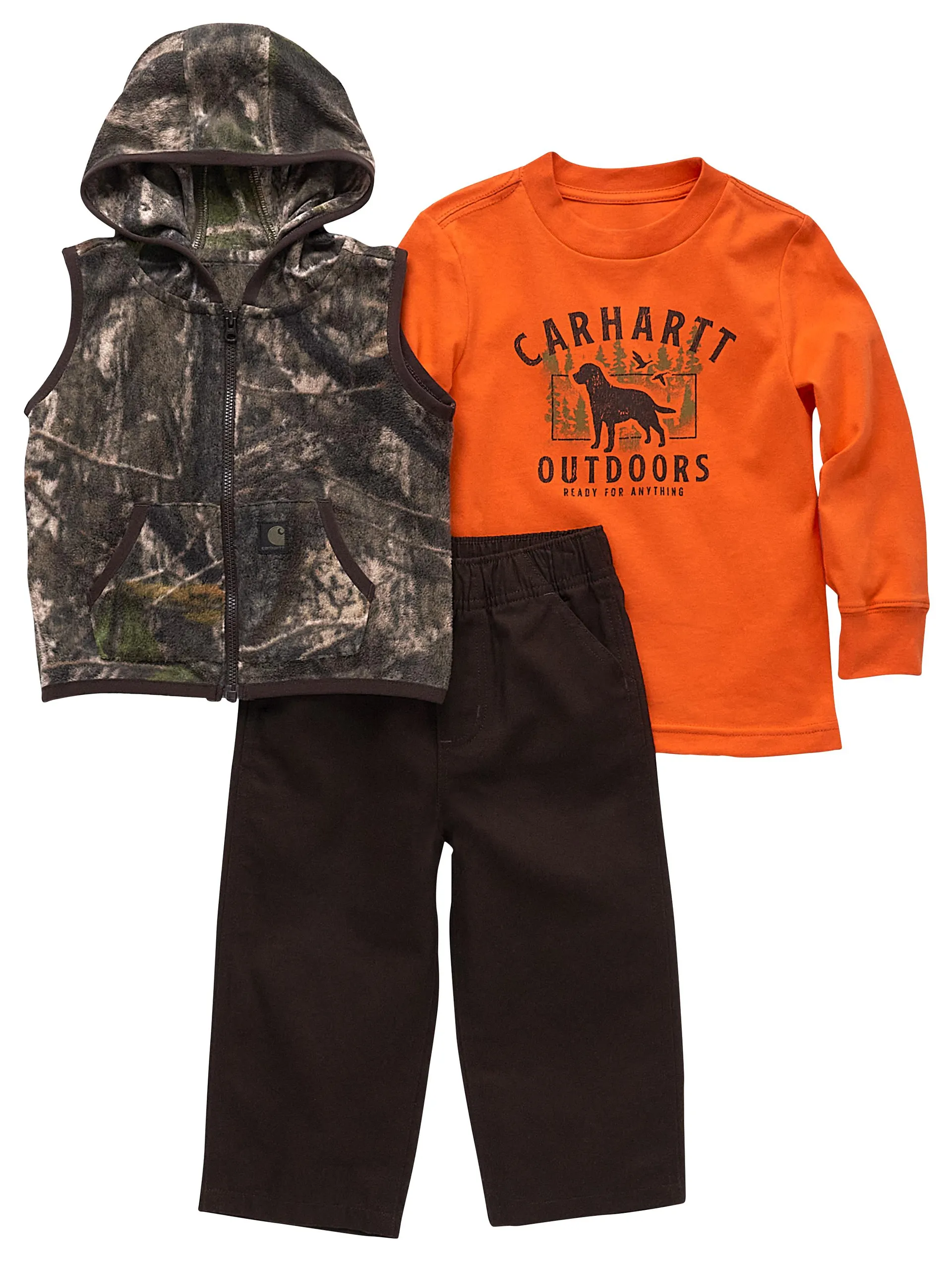 Carhartt Long-Sleeve T-Shirt, Camo Vest, and Canvas Pants 3-Piece Set for Toddlers