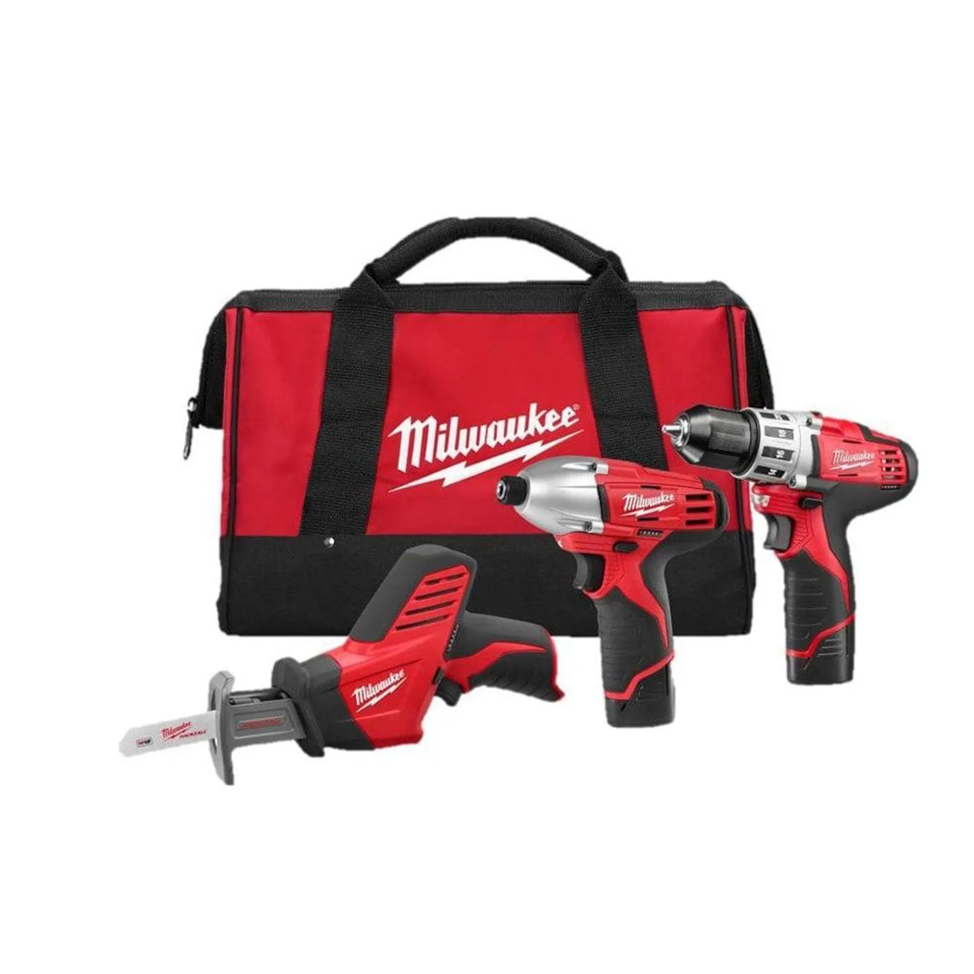 M12 12V Lithium-Ion Cordless Drill Driver/Impact Driver/Reciprocating Saw Combo Kit (3-Tool)