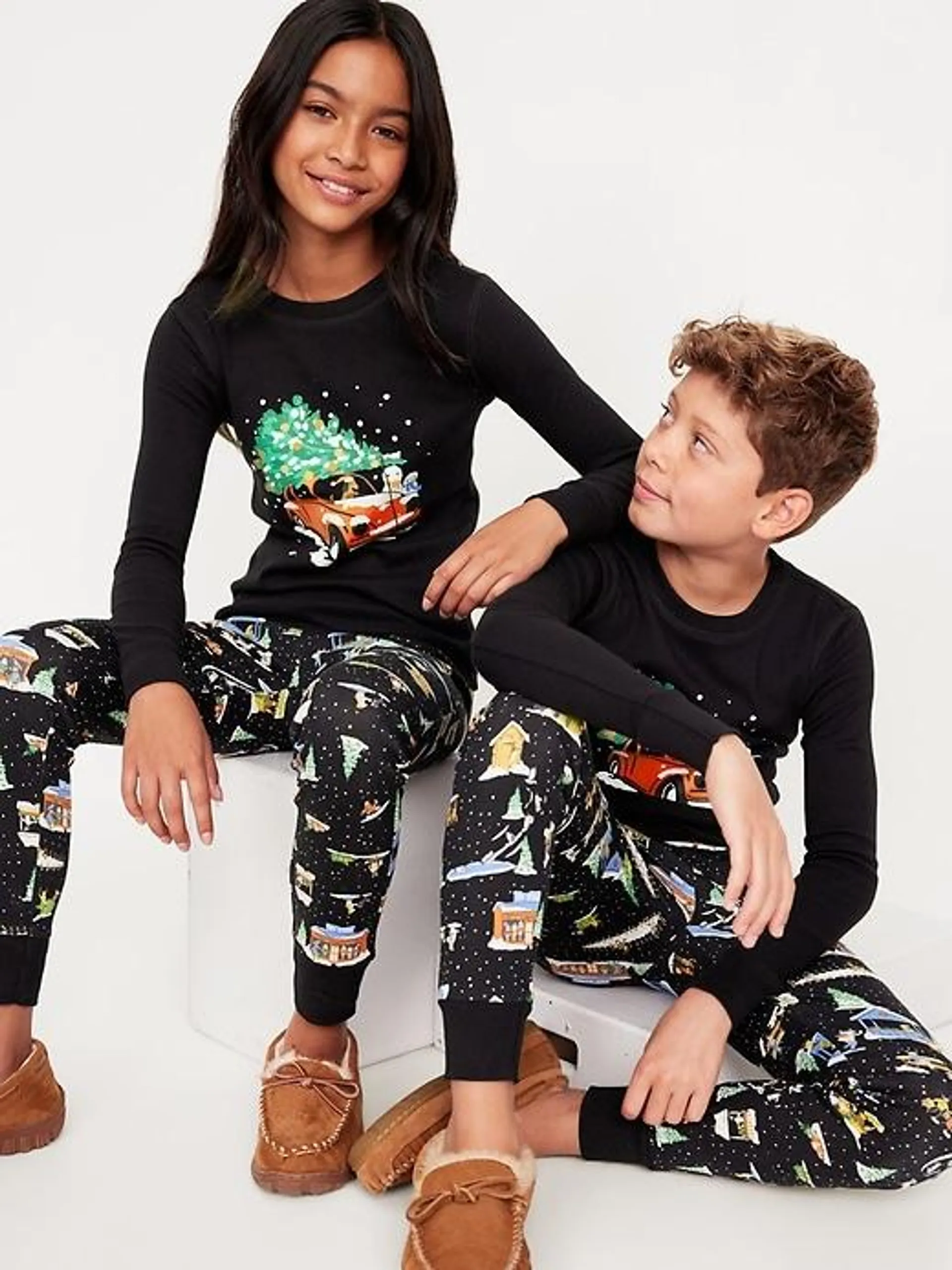 Gender-Neutral Graphic Snug-Fit Pajama Set for Kids