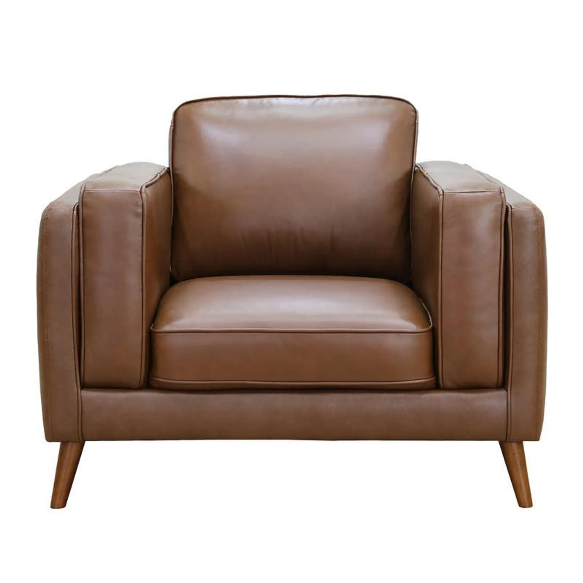 Fauteuil en cuir véritable - brun