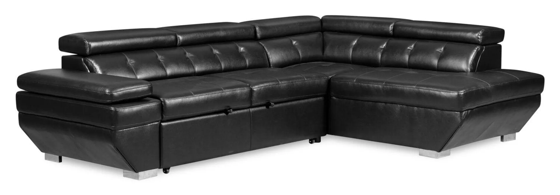 Element Right-Facing Leath-Aire Sleeper Sectional - Black