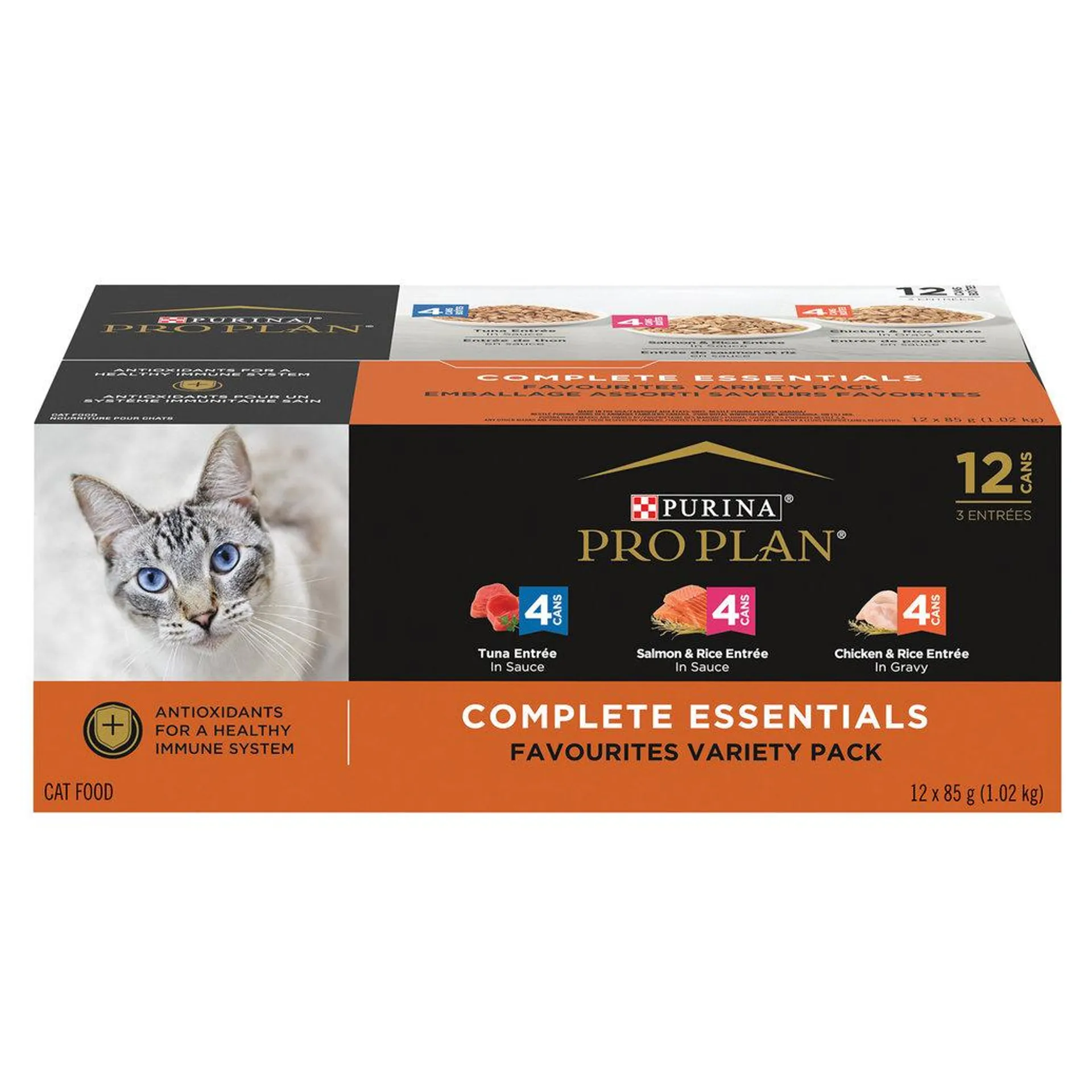 Pro Plan Wet Cat Complete Essentials Favourites Variety Pack 12x85g