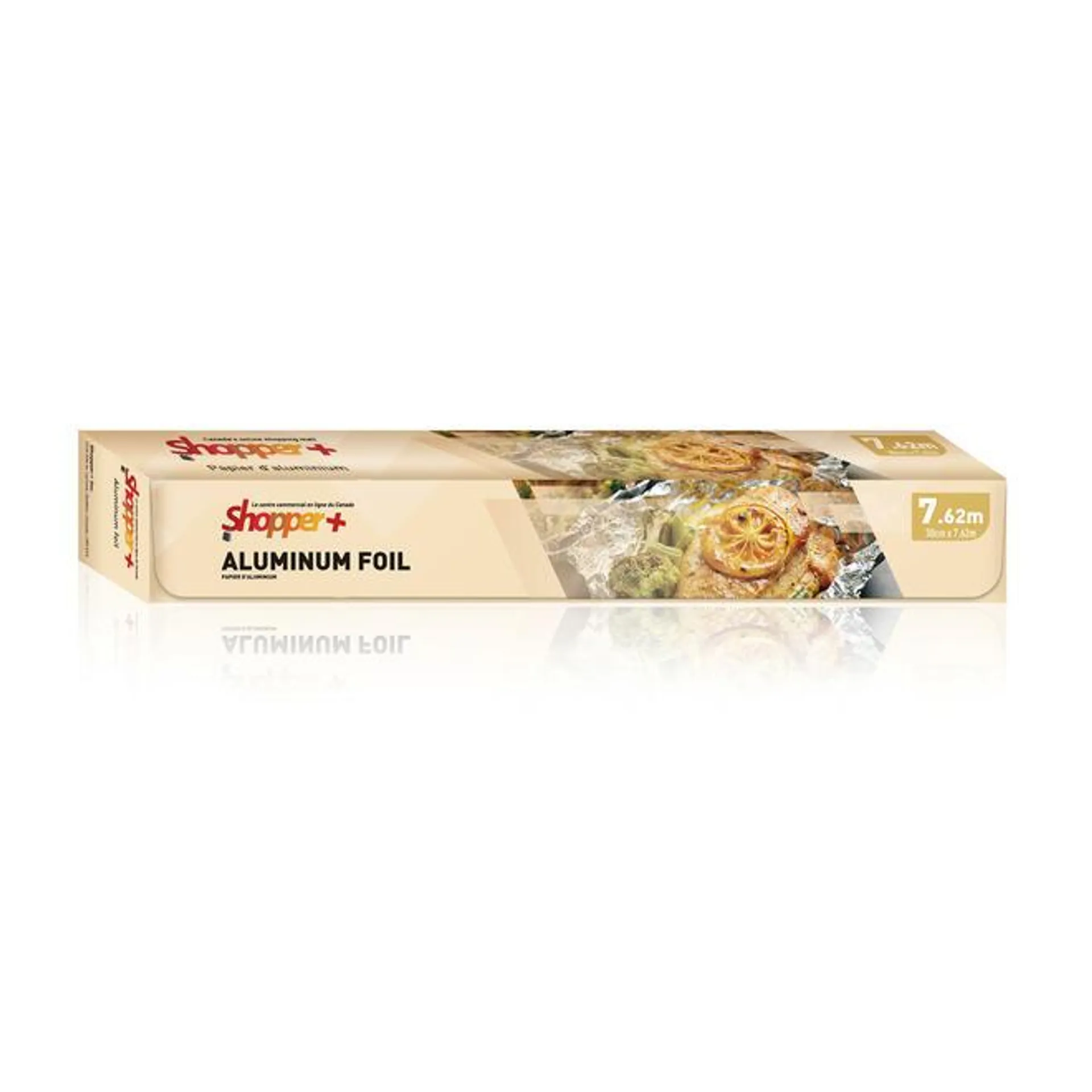 Premium Aluminum Foil - 12 Micron Thickness, 30cm x 7.62m, with Serrated Cutter - Shopper+