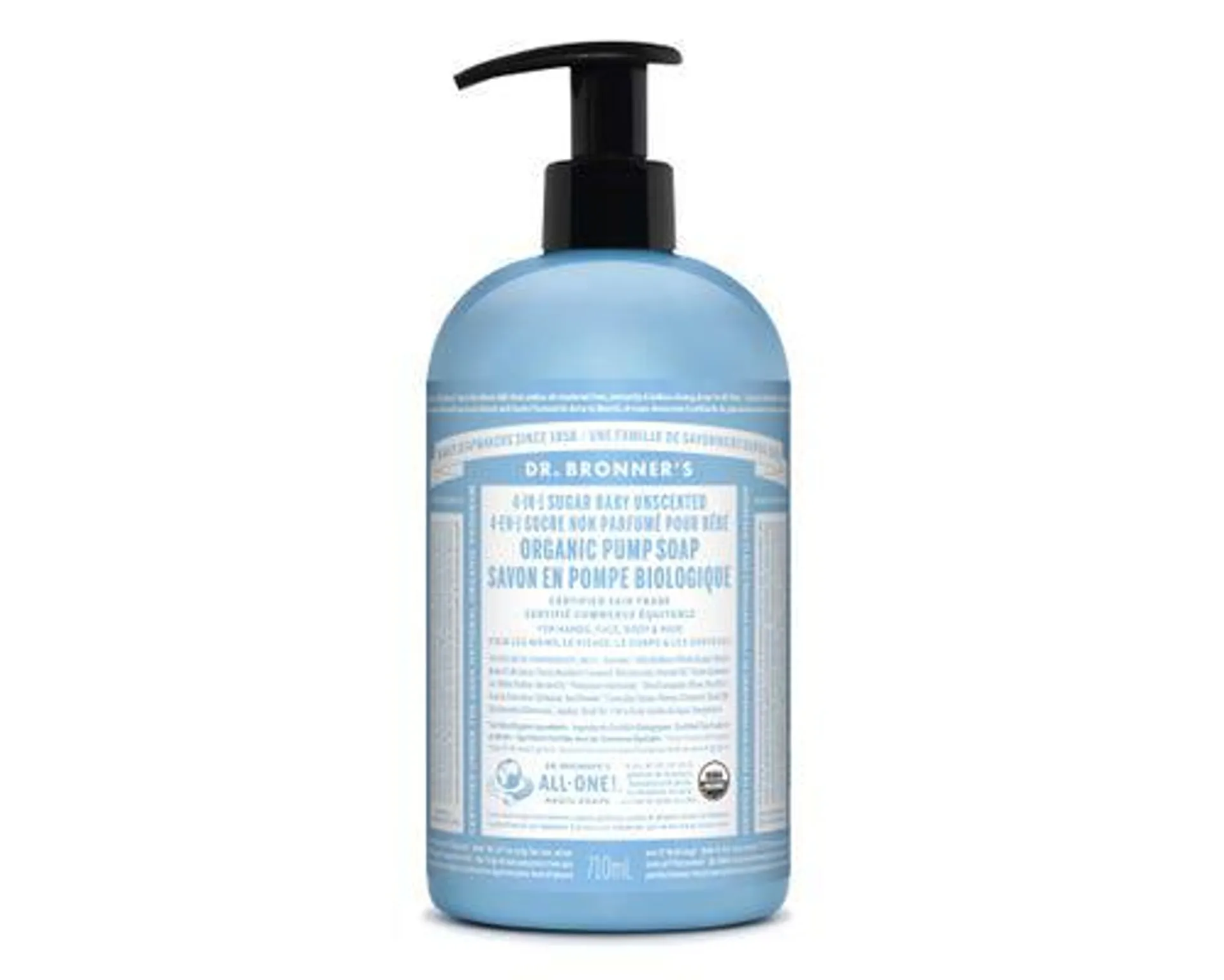 Dr. Bronner's 4-In-1 Organic Pump Soap Sugar Baby Unscented 710mL