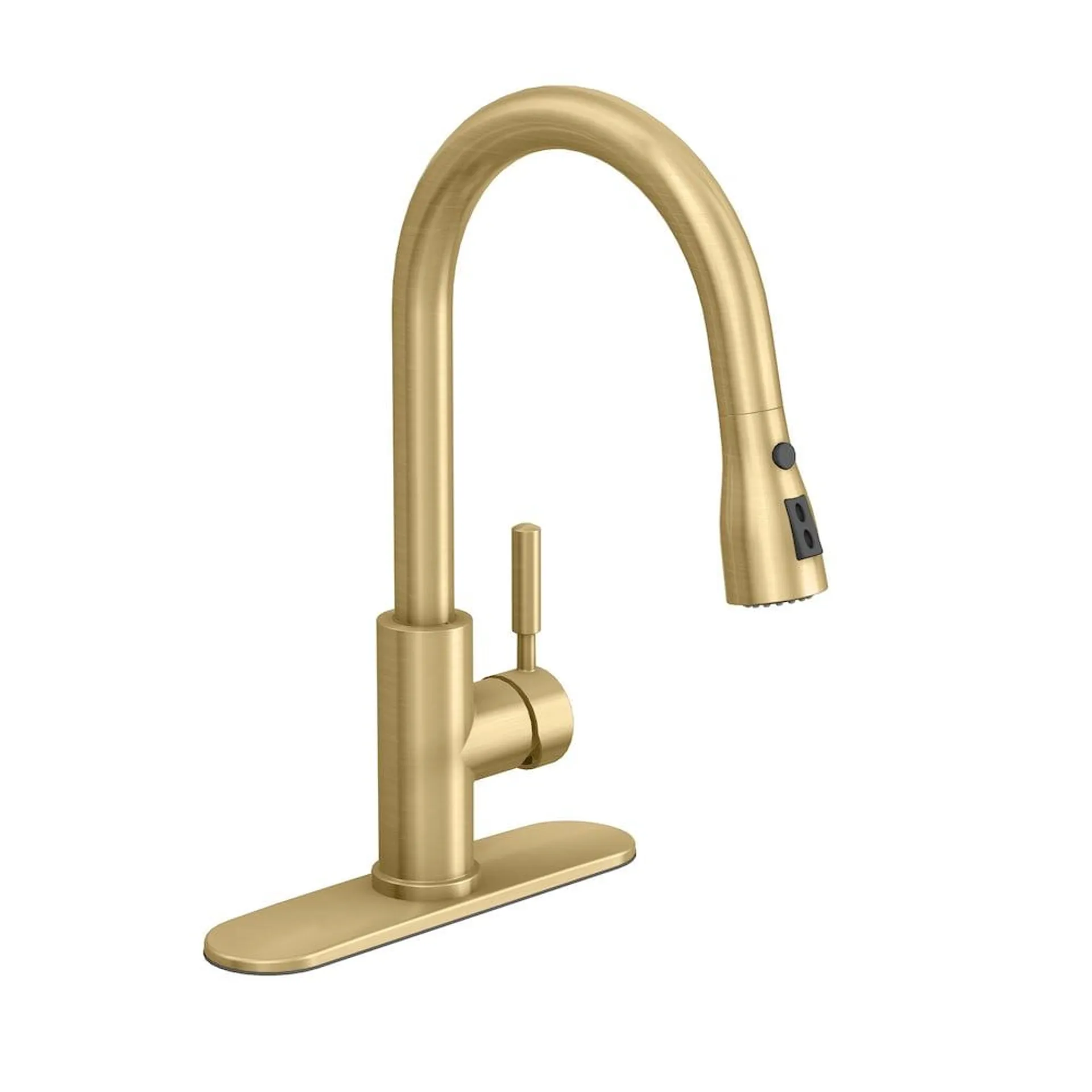 Single Handle Pull Down Sprayer Kitchen Faucet in Matte Gold