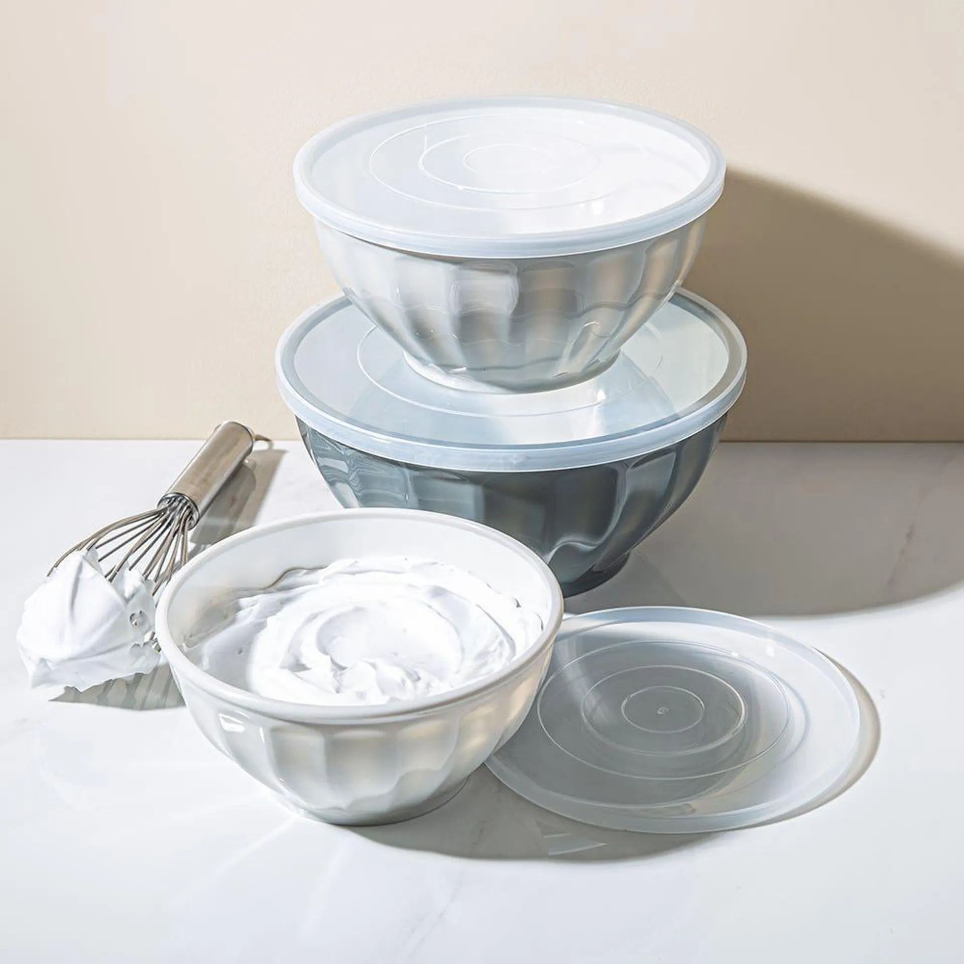 KSP Croft Mixing Bowls with Lids - Set of 6 (Grey)