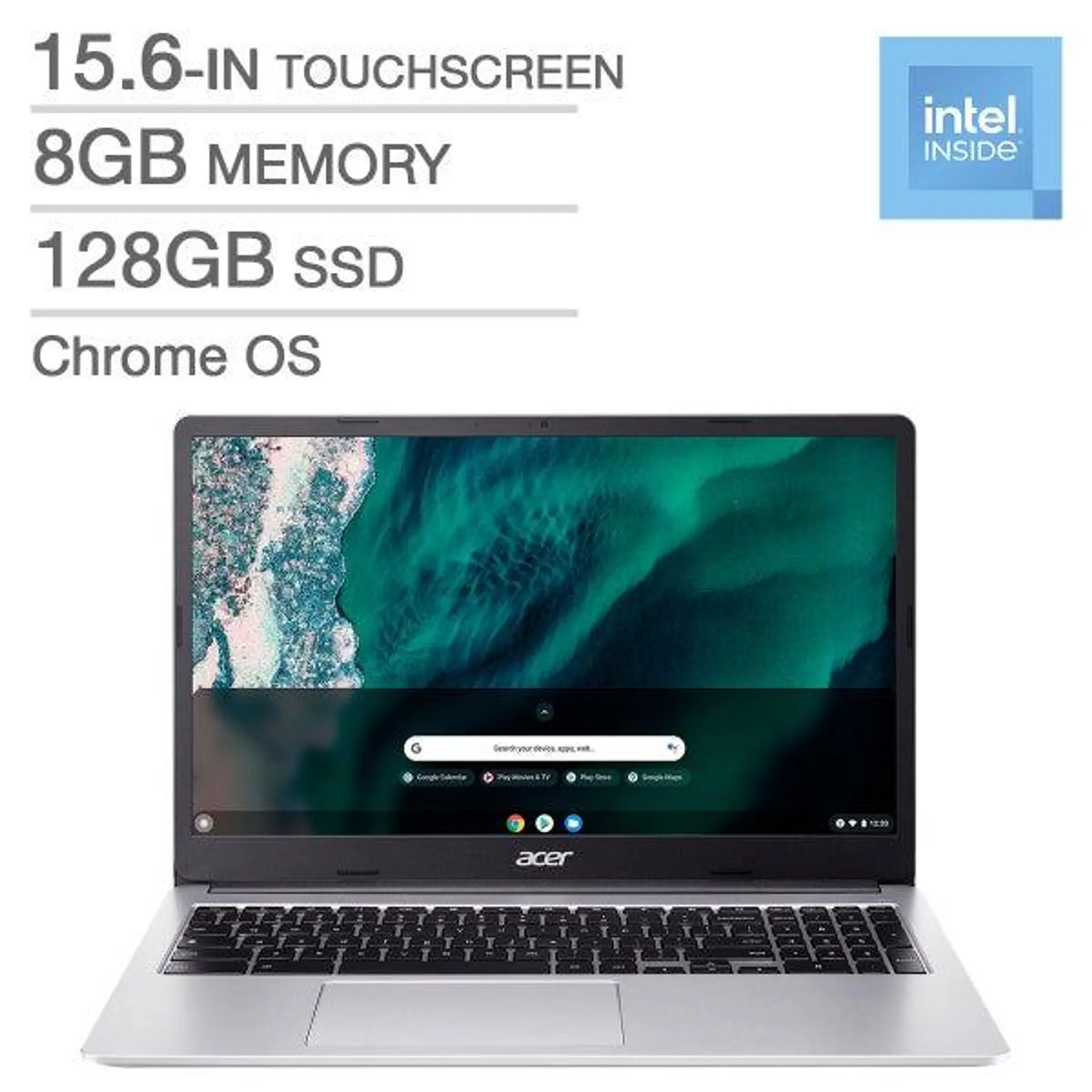 Acer CB315 15.6 in Chromebook Bundle, Intel Celeron N4500 – 8GB RAM, 128GB Storage