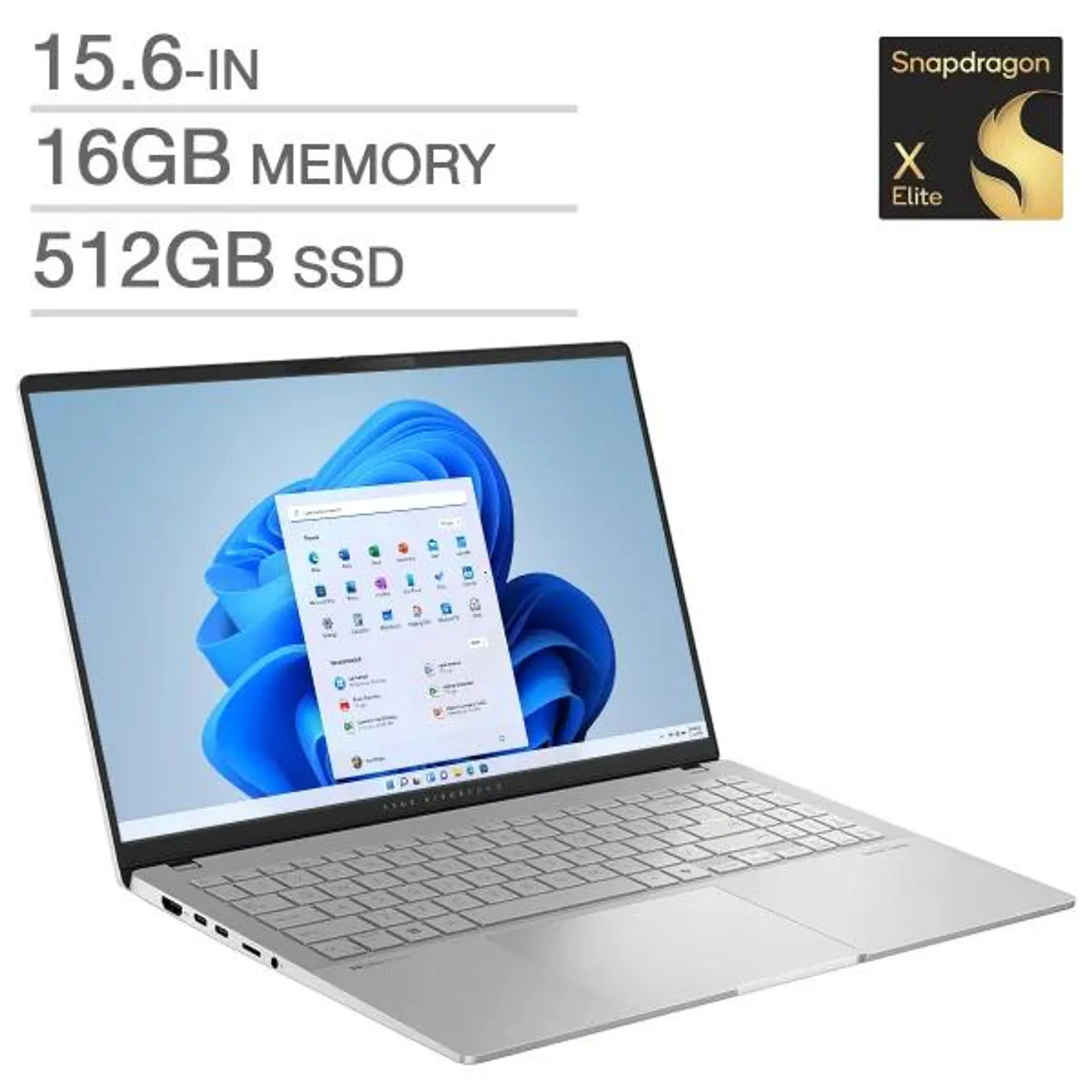 ASUS VivoBook S 15 OLED Copilot+ PC 15.6-in. Laptop, Qualcomm Snapdragon X Elite X1E-78-100 - 16GB RAM, 512GB SSD, Qualcomm Adreno