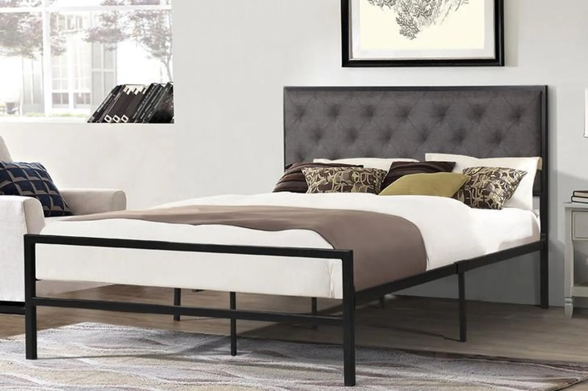 Atlas Metal Upholstered Platform Bed