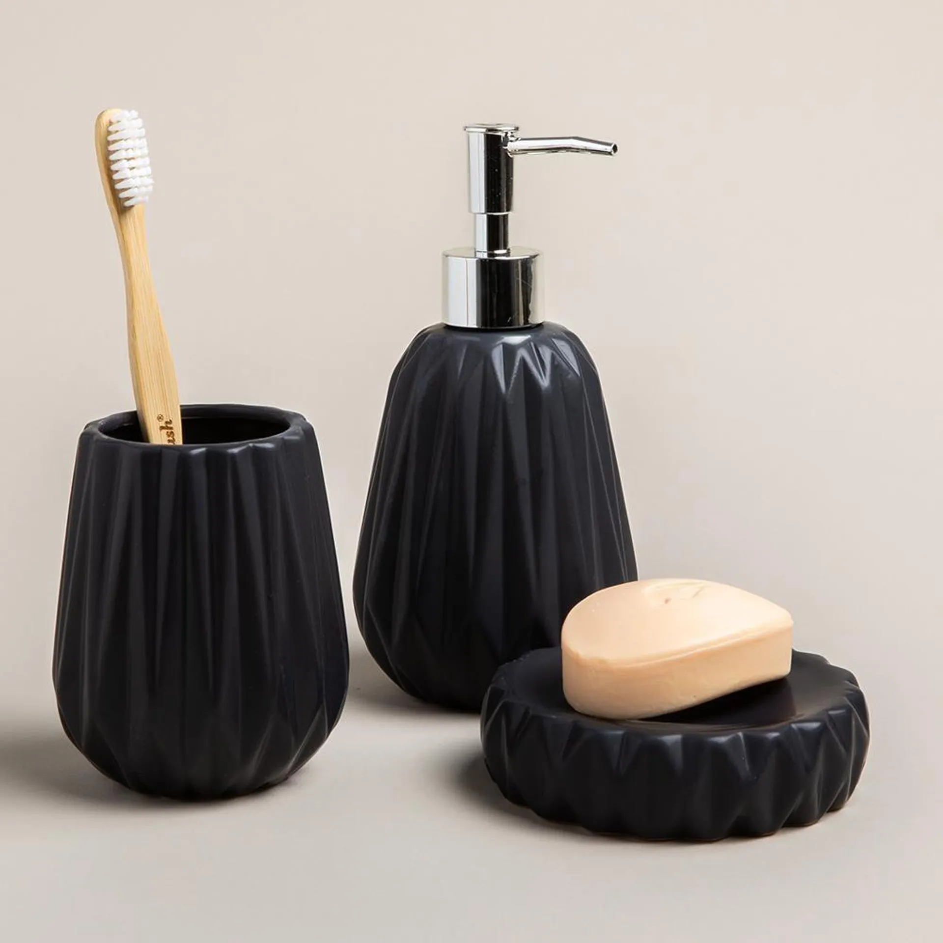 Harman Gem Ceramic Bath Accessory Combo - Set of 3 (Black)