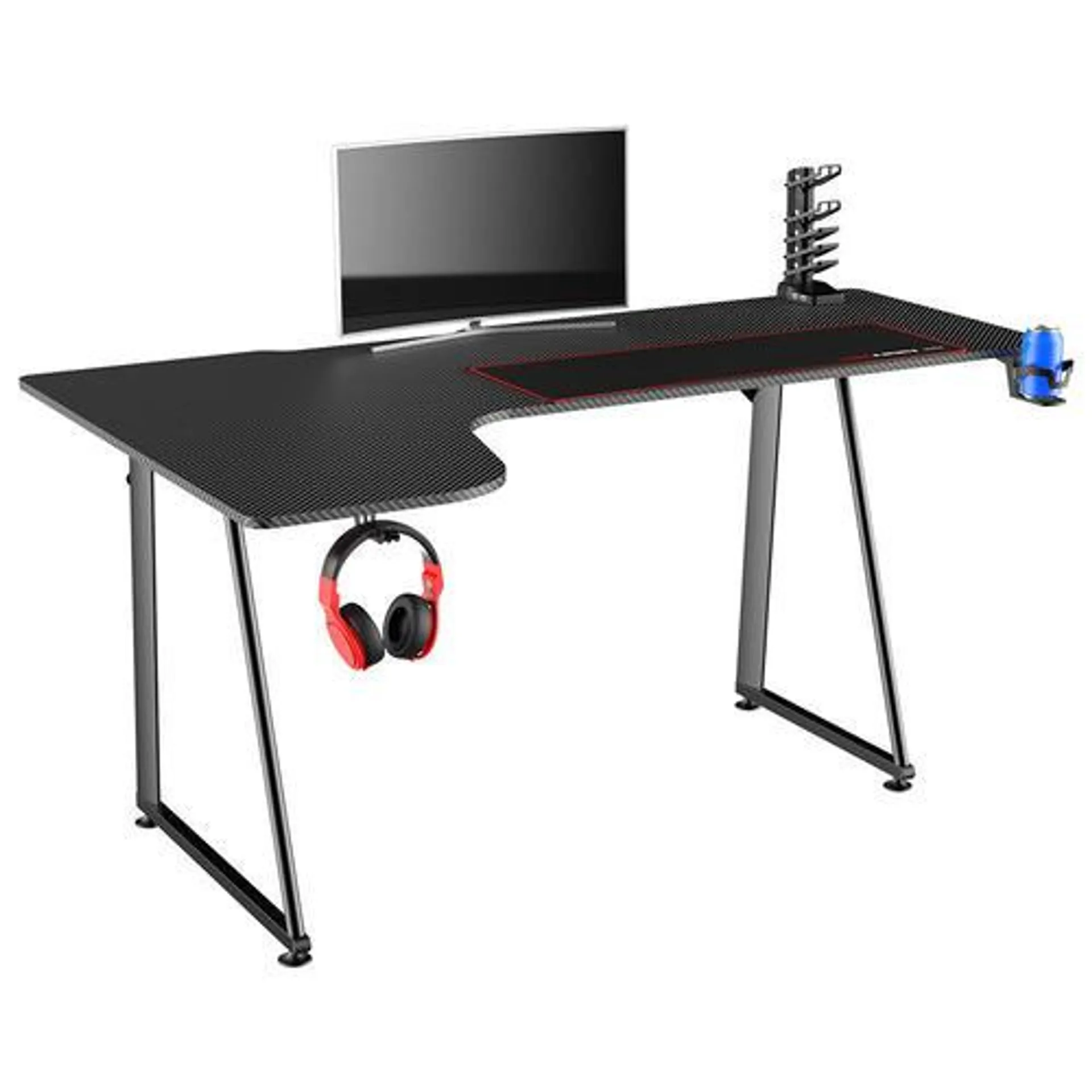 Ergonomic L-Shaped Corner PC Gaming Desk For Home Office, black - PrimeCables®