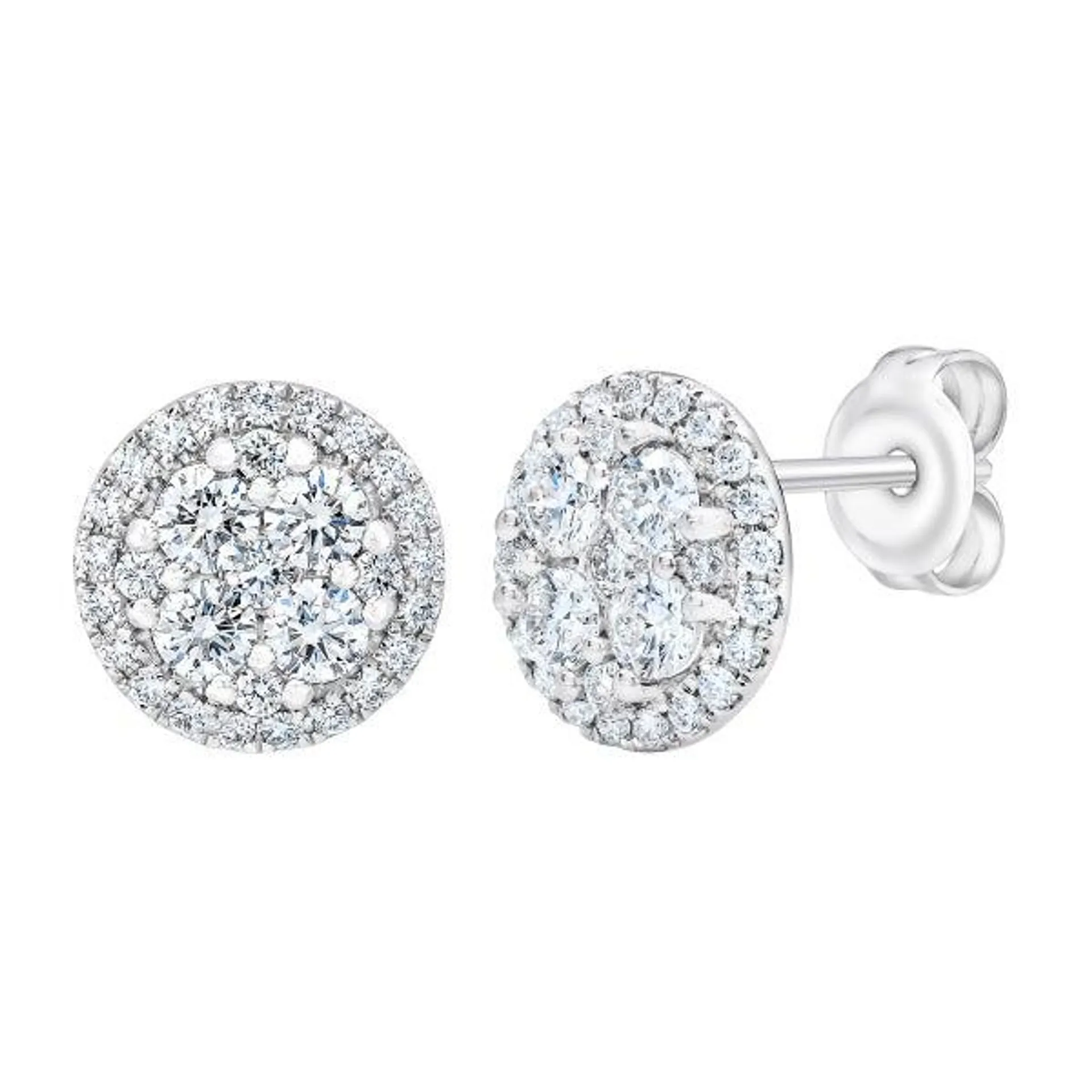 Round Brilliant Diamond Cluster Earrings (1.00 ctw)