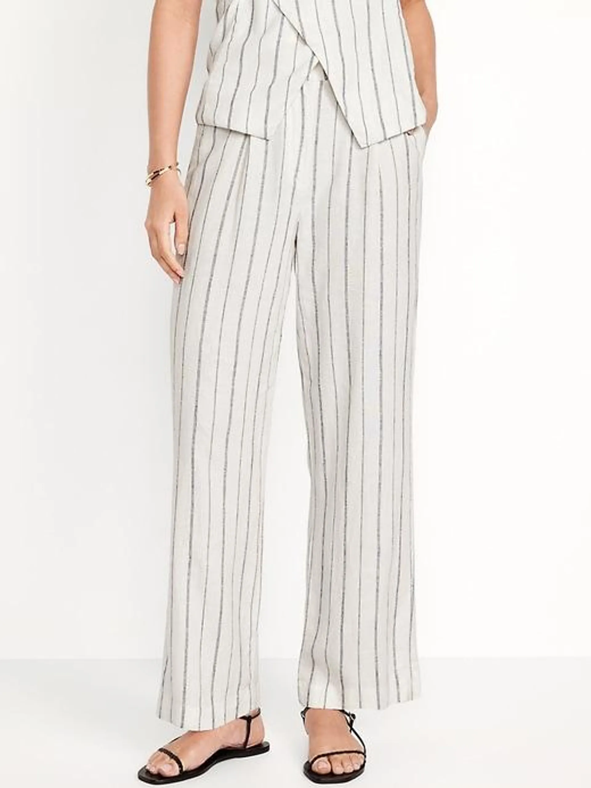 Extra High-Waisted Linen-Blend Wide-Leg Taylor Pants