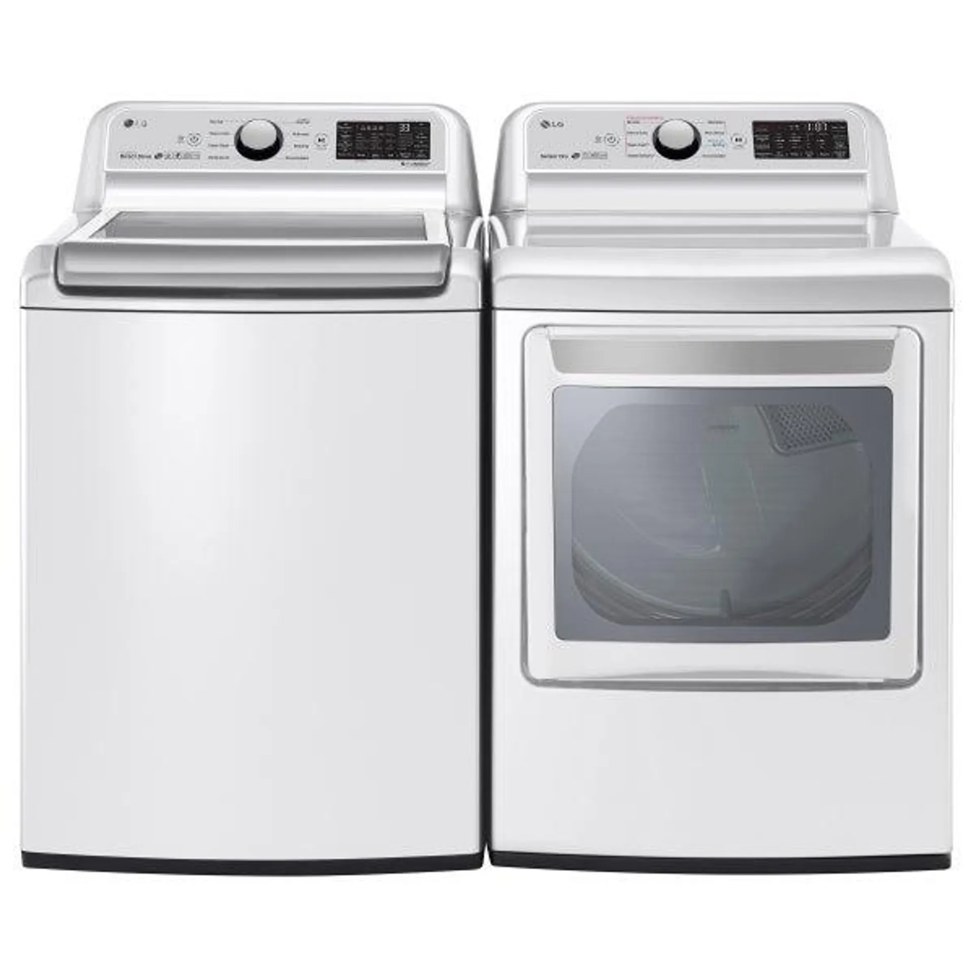 LG 2-piece White Laundry Suite with 5.8 cu. ft. Top Load Washer with TurboWash and 7.3 cu. ft. Dryer with TurboSteam Technology