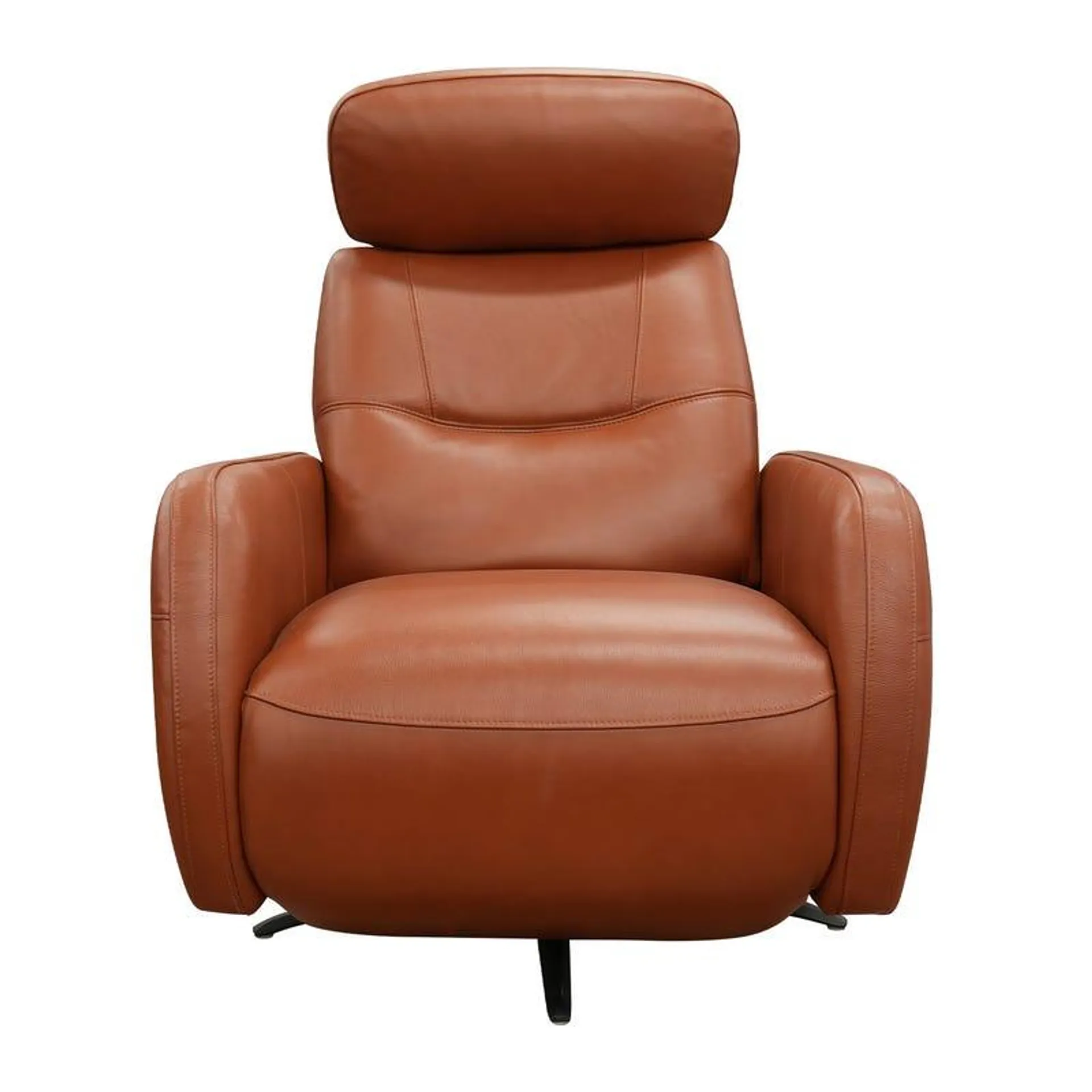 Fauteuil inclinable électrique et pivotant en cuir véritable - tan