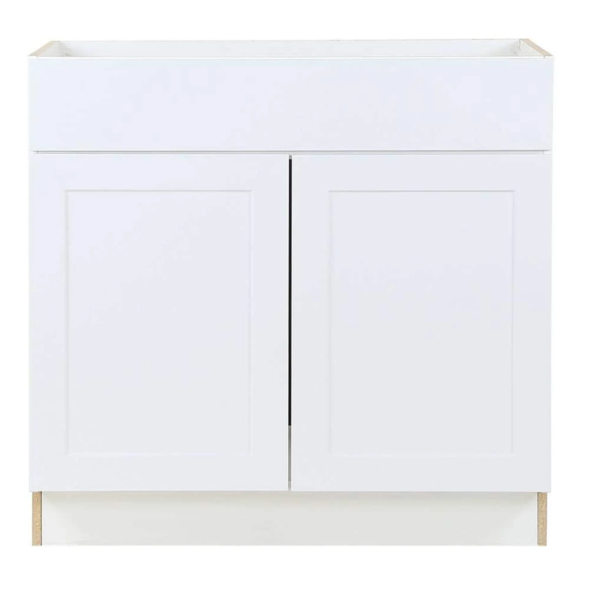 Edson 36-inch W x 34.5-inch H x 24.5-inch D Shaker Style Assembled Kitchen Sink Base Cabinet/Cupboard in Solid White (BS36)