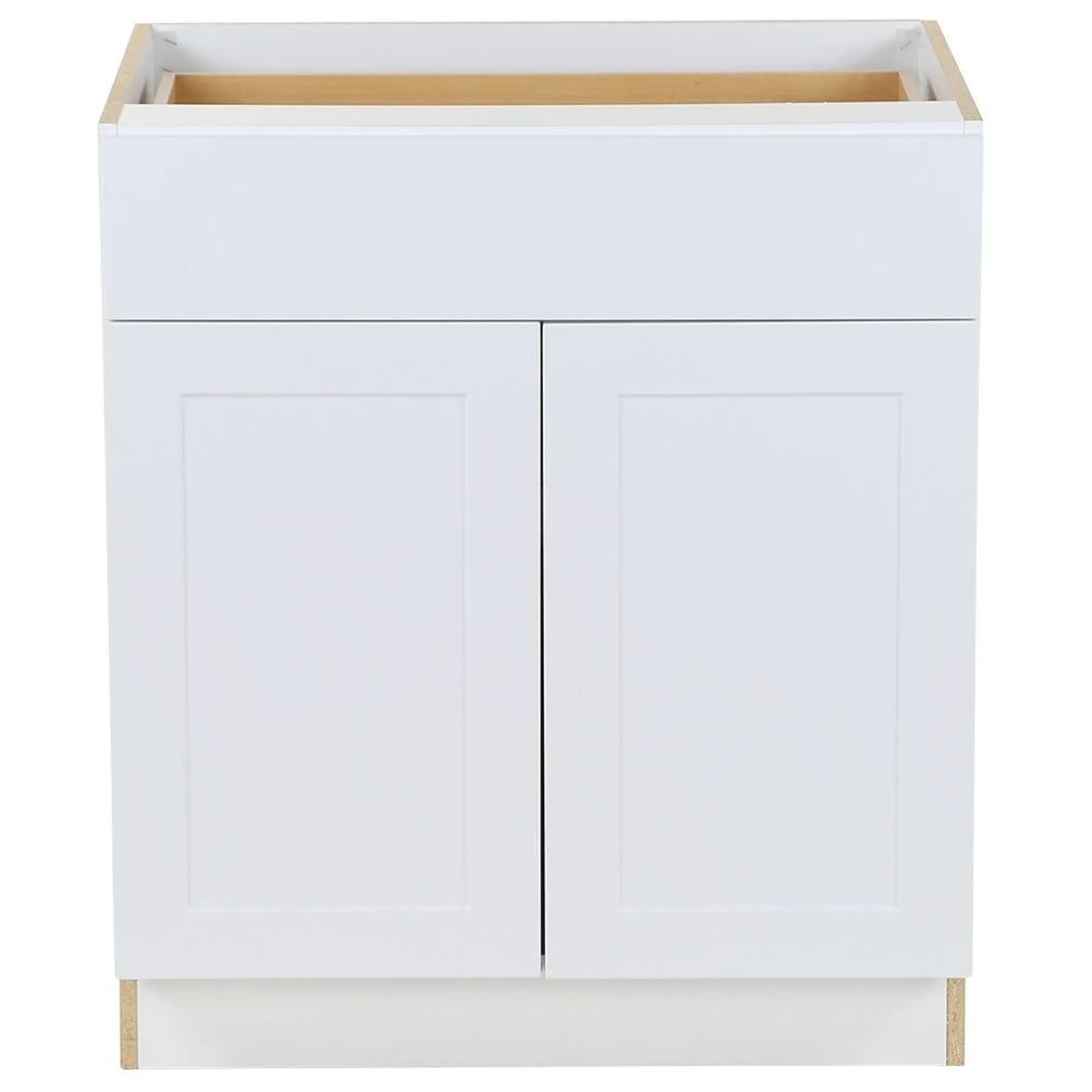 Edson 30-inch W x 34.5-inch H x 24.5-inch D Shaker Style Assembled Kitchen Base Cabinet/Cupboard in Solid White with Adjustable Shelf/Soft Close Drawer (B30)