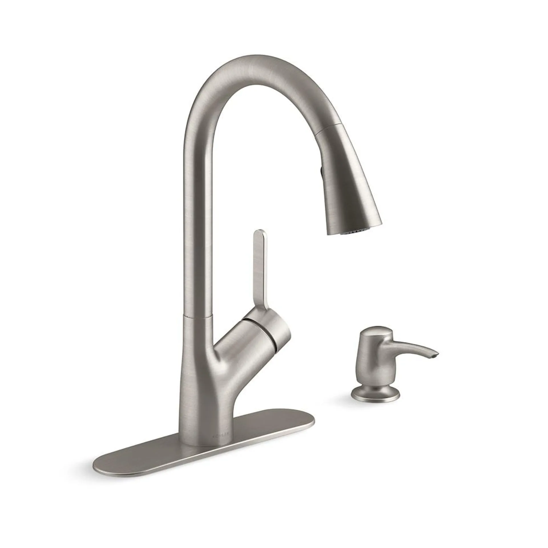 Setra Pull-Down 1-Handle Kitchen Faucet with soap/lotion dispenser in Vibrant Stainless