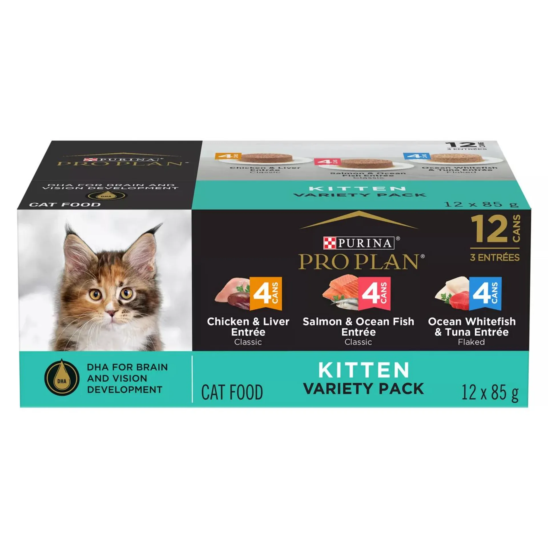 Purina Pro Plan Focus Kitten Wet Cat Food - High-Protein, With Vitamins, Variety Pack, 12 CT, 36 OZ