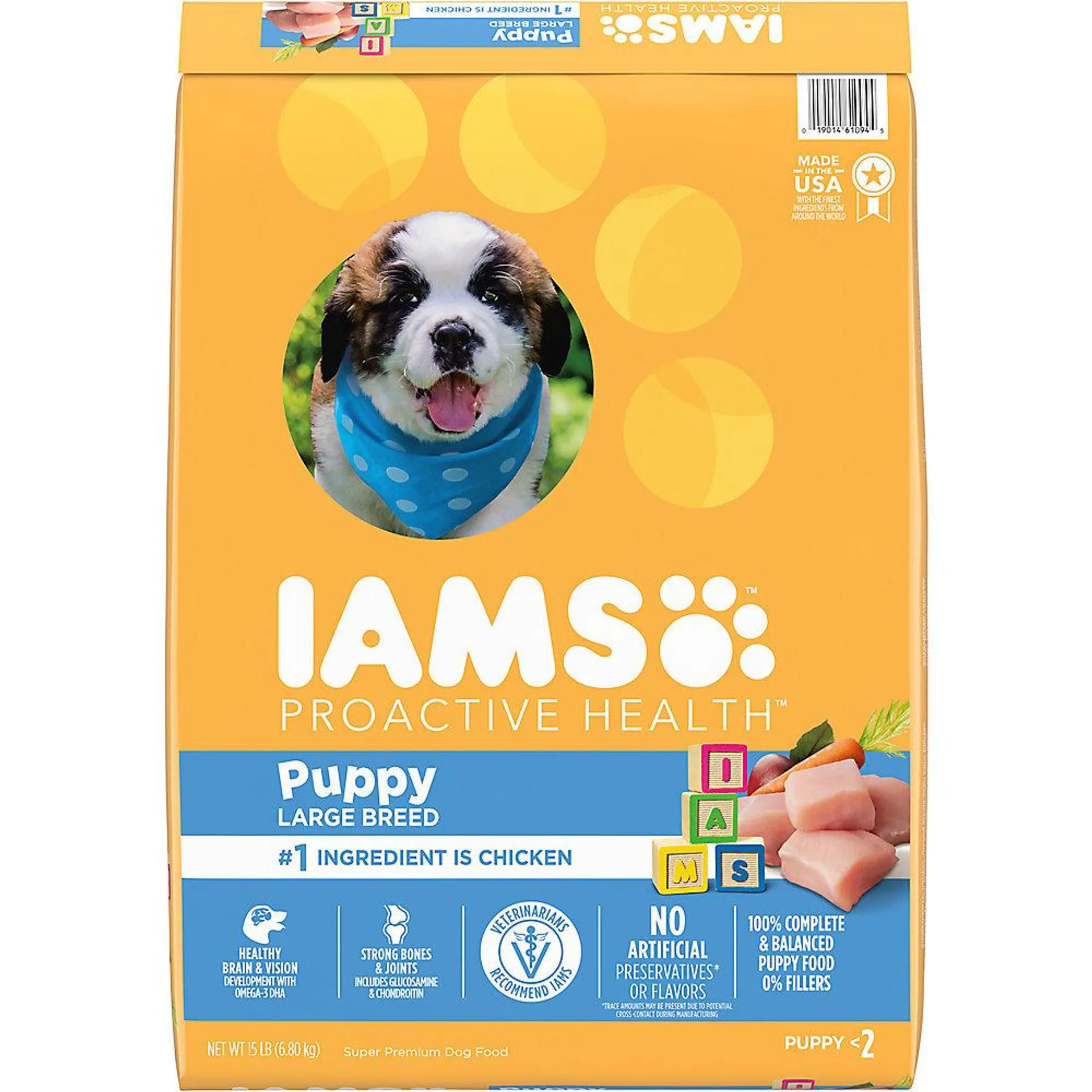 Iams Puppy Large Breed Dry Dog Food Chicken & Whole Grains Recipe