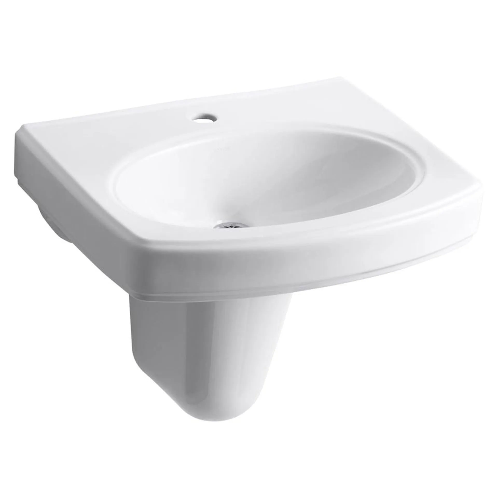 Pinoir Wall-Mount Vitreous China Bathroom Sink in White with Overflow Drain