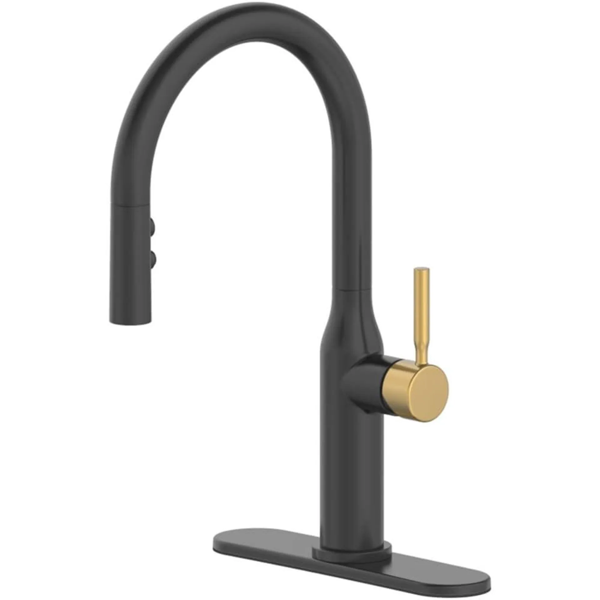 Glacier Bay Upson Single Handle Pull-Down Kitchen Faucet with TurboSpray and FastMount in Matte Black and Matte Gold