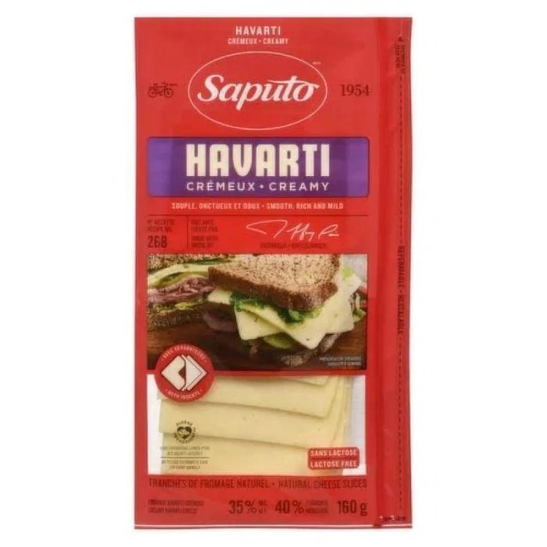 Fromage Havarti tranché sans lactose