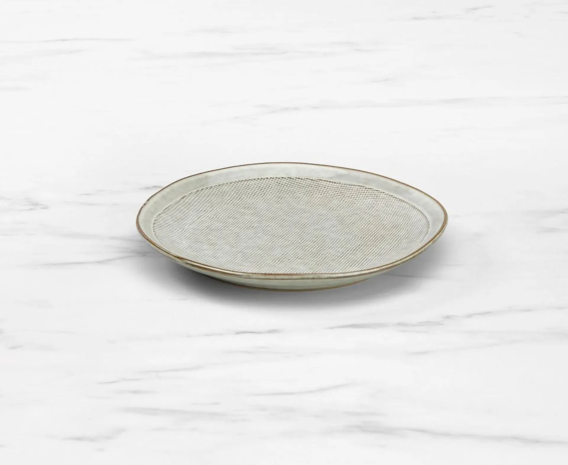 Linen Stoneware Side Plate, Green