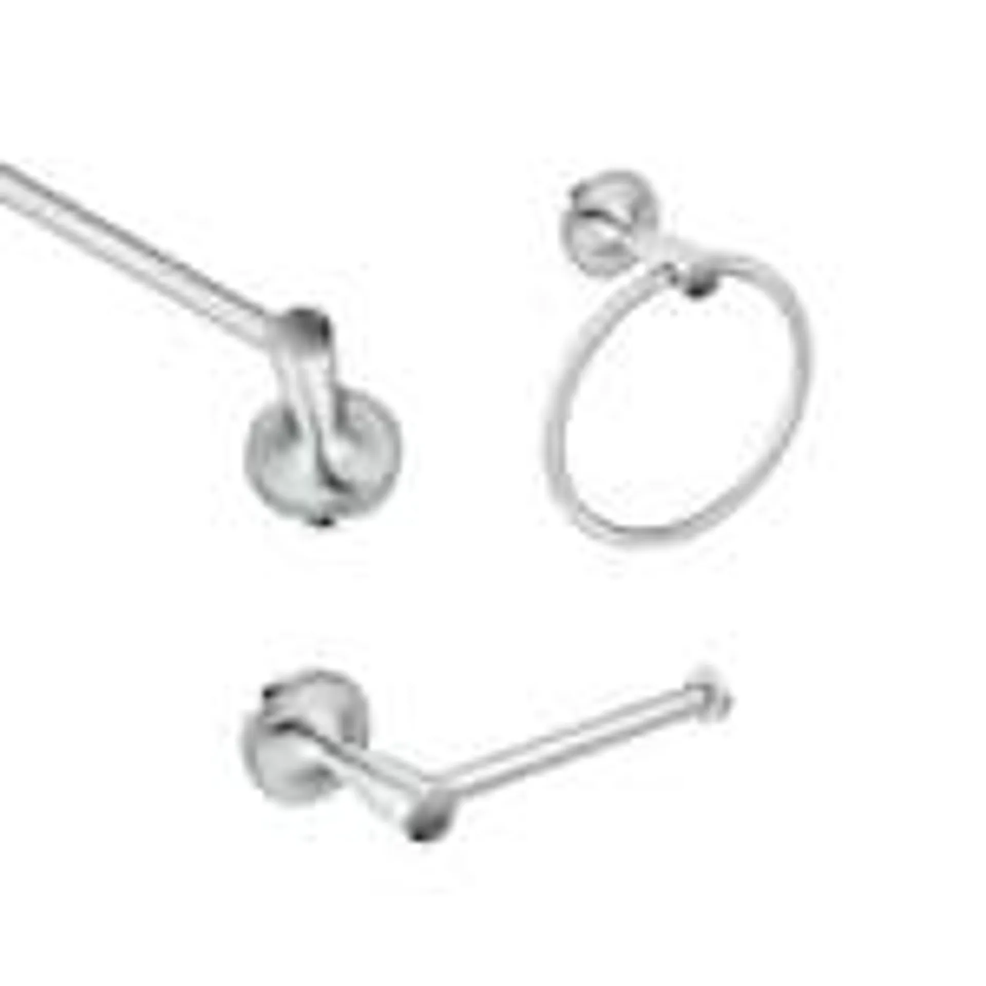 Sarsen 3-Piece Bathroom Accessory/Hardware Set with Toilet Paper Holder, Towel Ring, and 24-Inch Towel Bar in Chrome