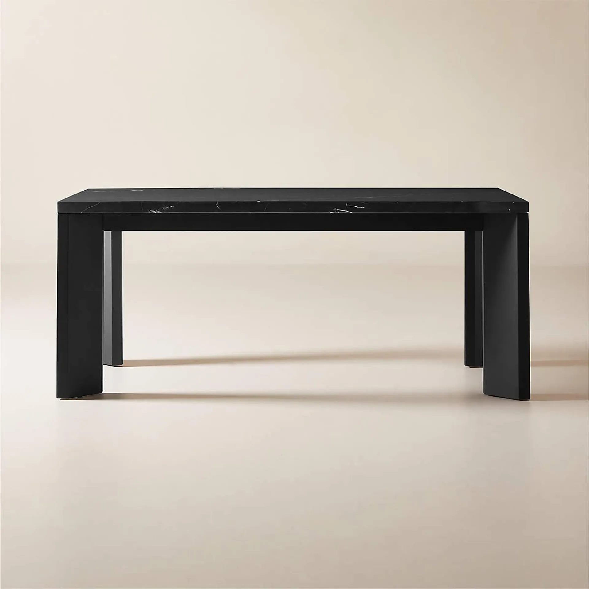 Sydney Rectangular Black Marble Dining Table with Black Steel Legs 72''