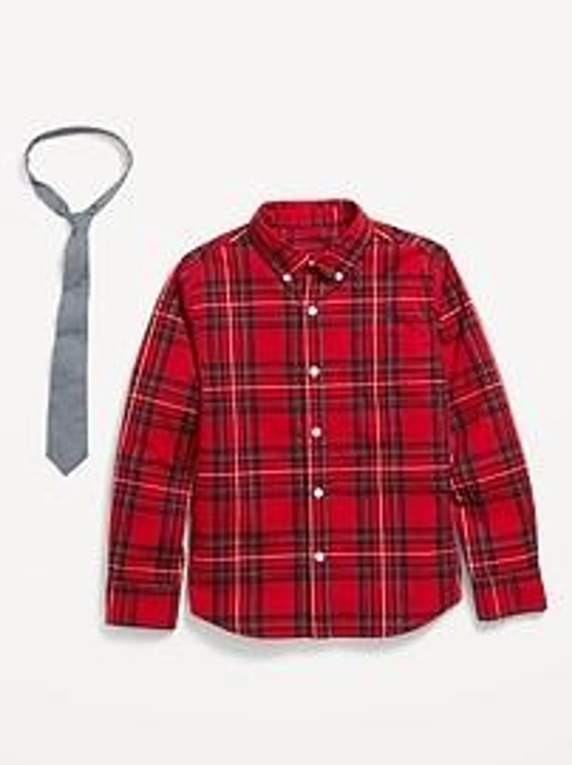 Printed Long-Sleeve Pocket Shirt and Tie Set for Boys