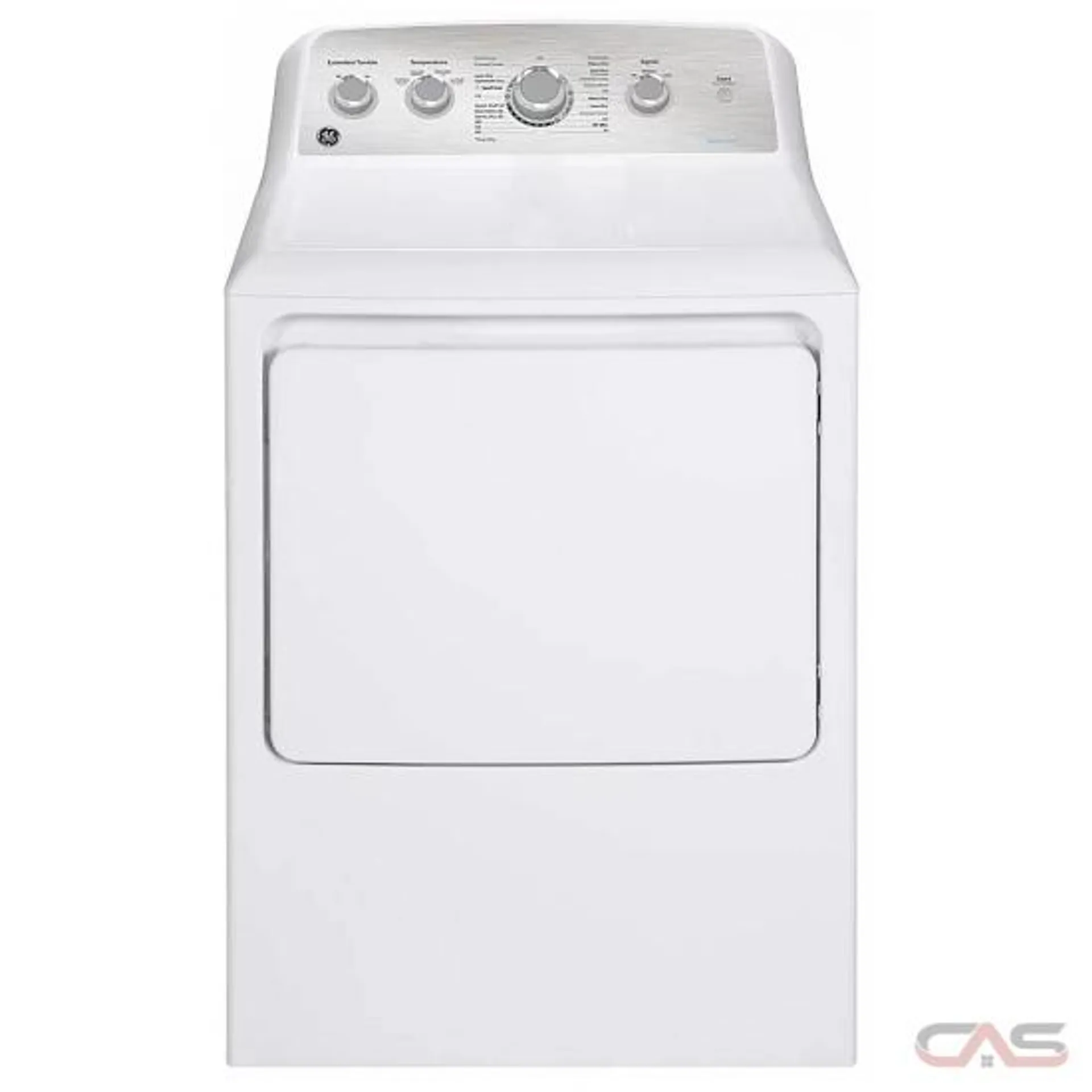 GE GTD45GBMRWS Dryer, 27" Width, Gas Dryer, 7.2 cu. ft. Capacity, 4 Temperature Settings, Steel Drum, White colour