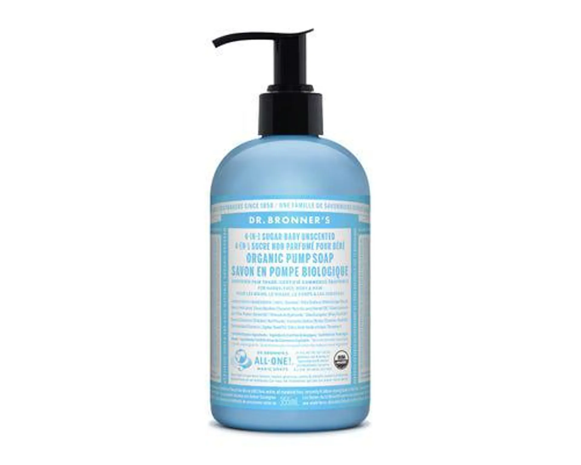 Dr. Bronner's 4-In-1 Organic Sugar Pump Soap Baby Unscented 355mL