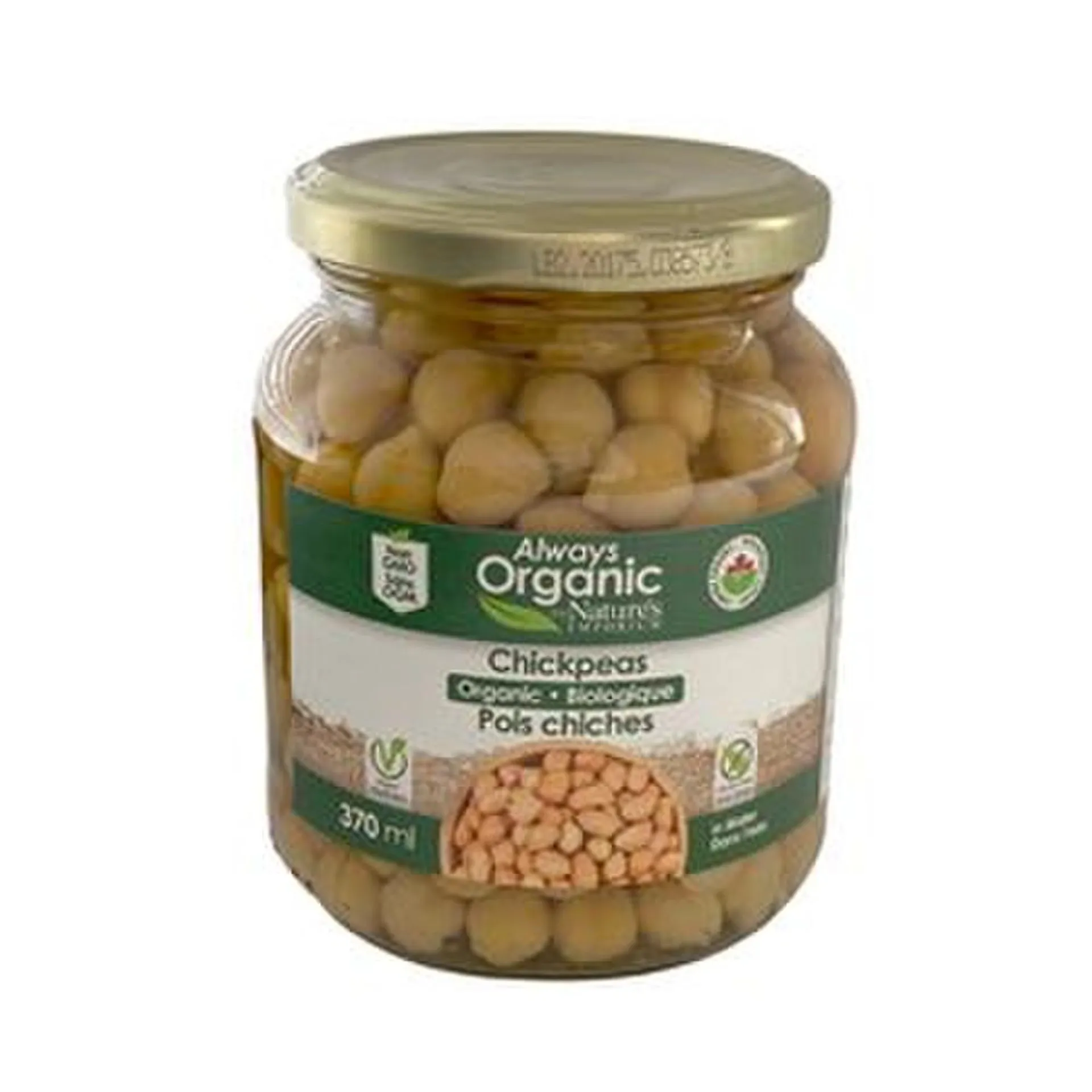 Always Organic Chickpeas Jar Org 370ml