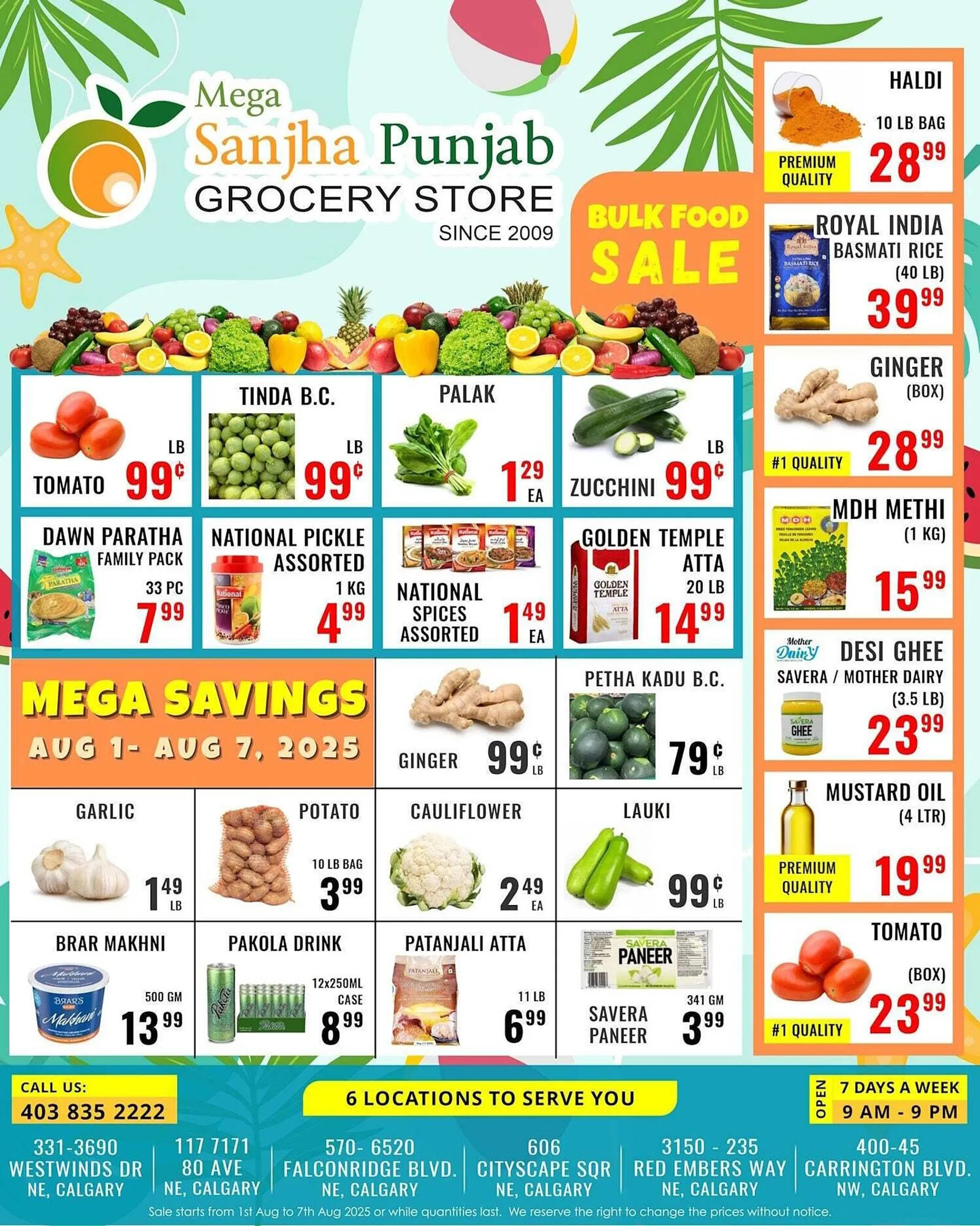 Mega Sanjha Punjab Grocery Store flyer from August 1 to August 8 2025 - flyer page 1
