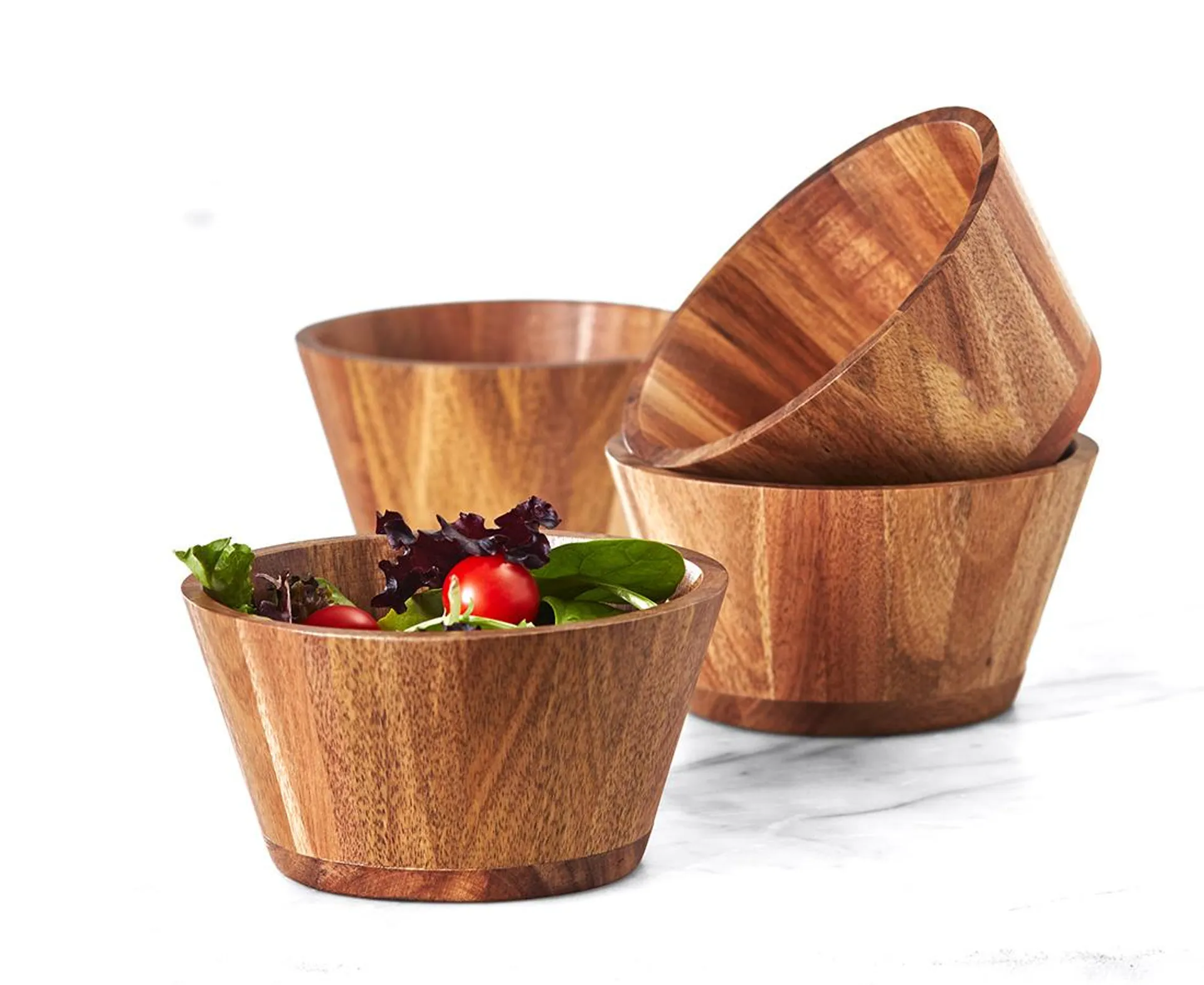 Silo Acacia Wood Salad Bowls, Set of 4