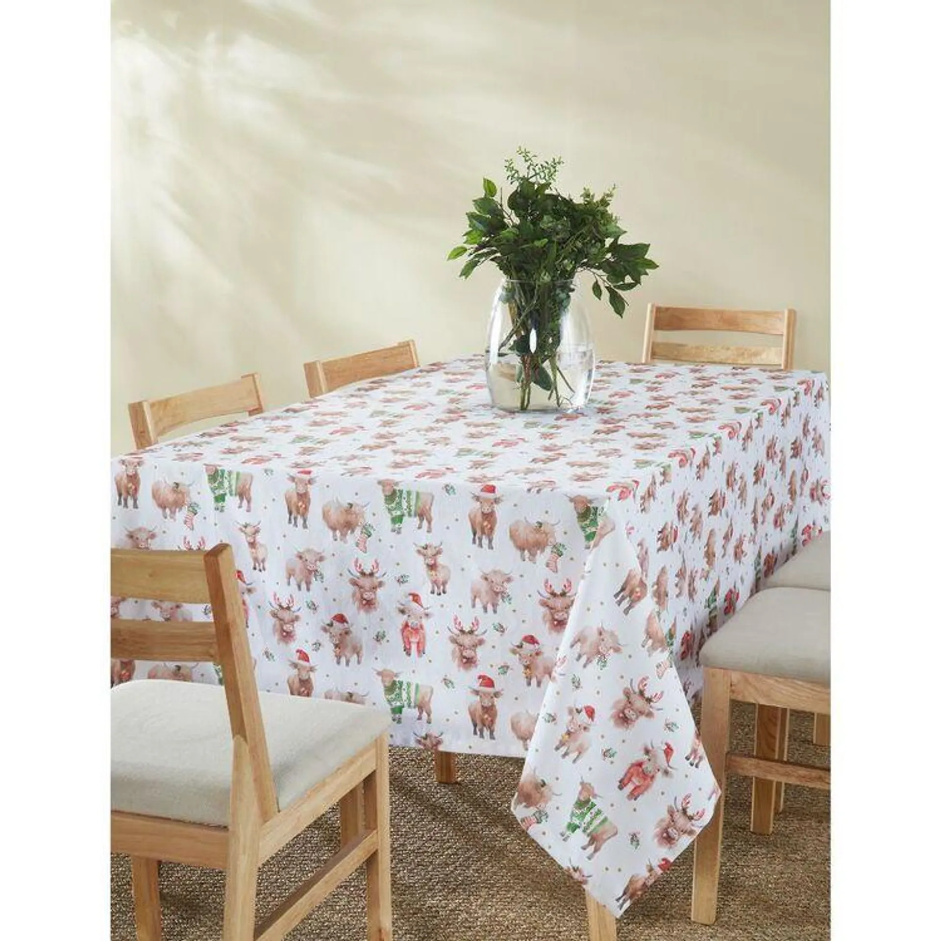 Jolly & Joy Christmas Mooee Cow Tablecloth Multicoloured