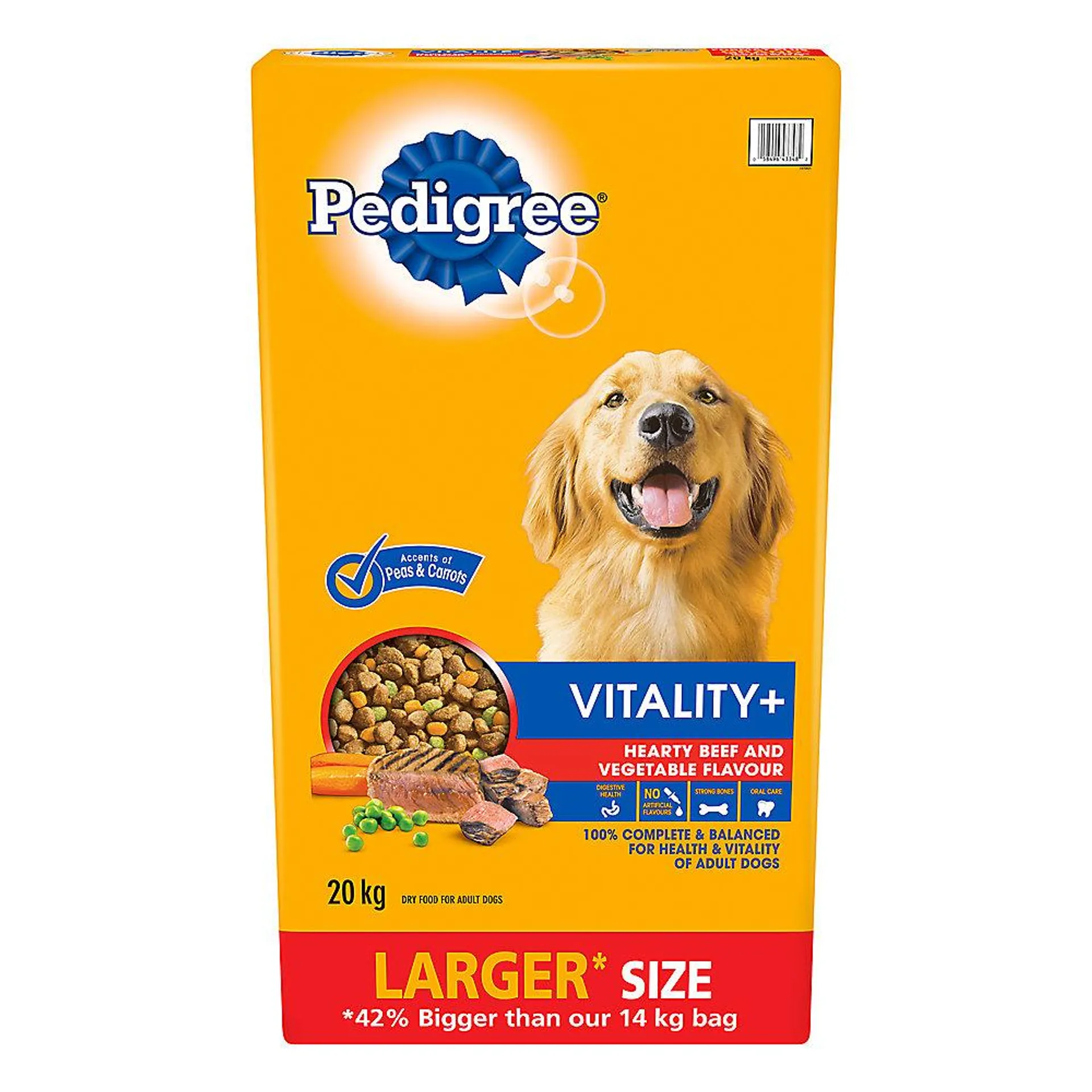 Pedigree Vitality+ Adult Hearty Beef and Vegetable Flavour Food For Dogs