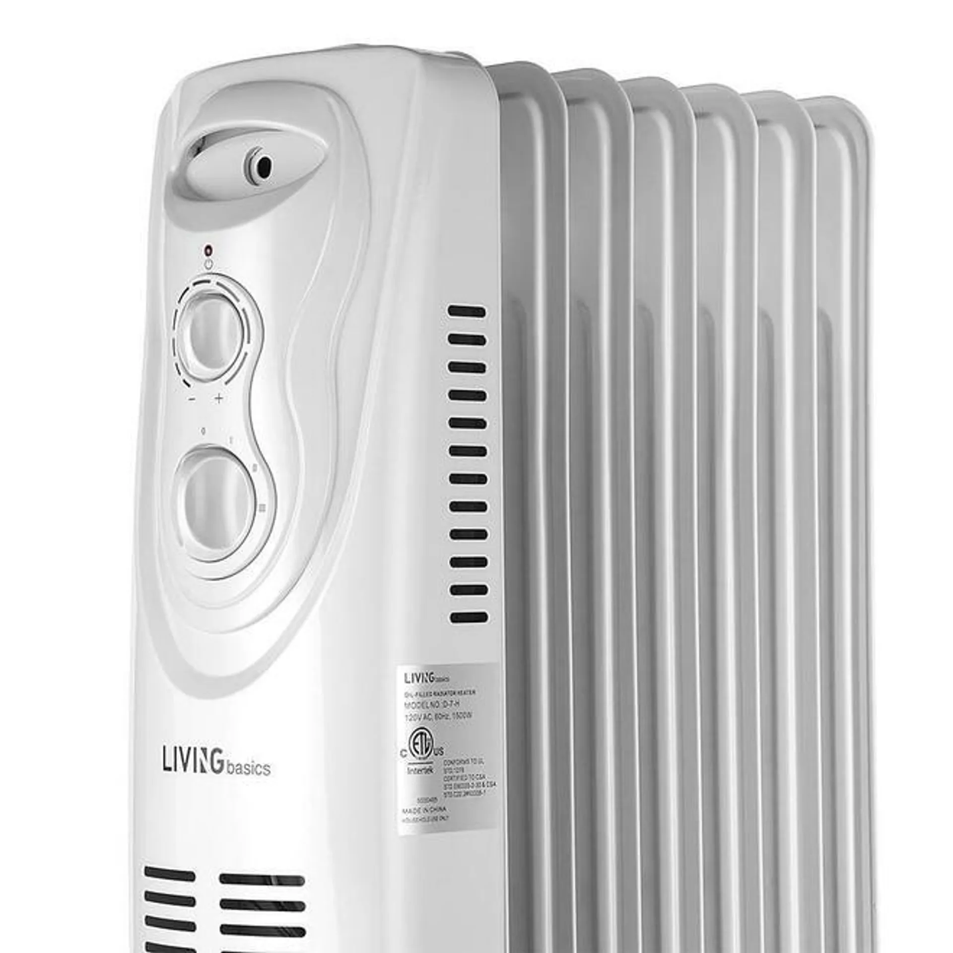 Oil Filled Radiator Heater, Electric Space Heater, Portable, 1500W - LIVINGbasics®