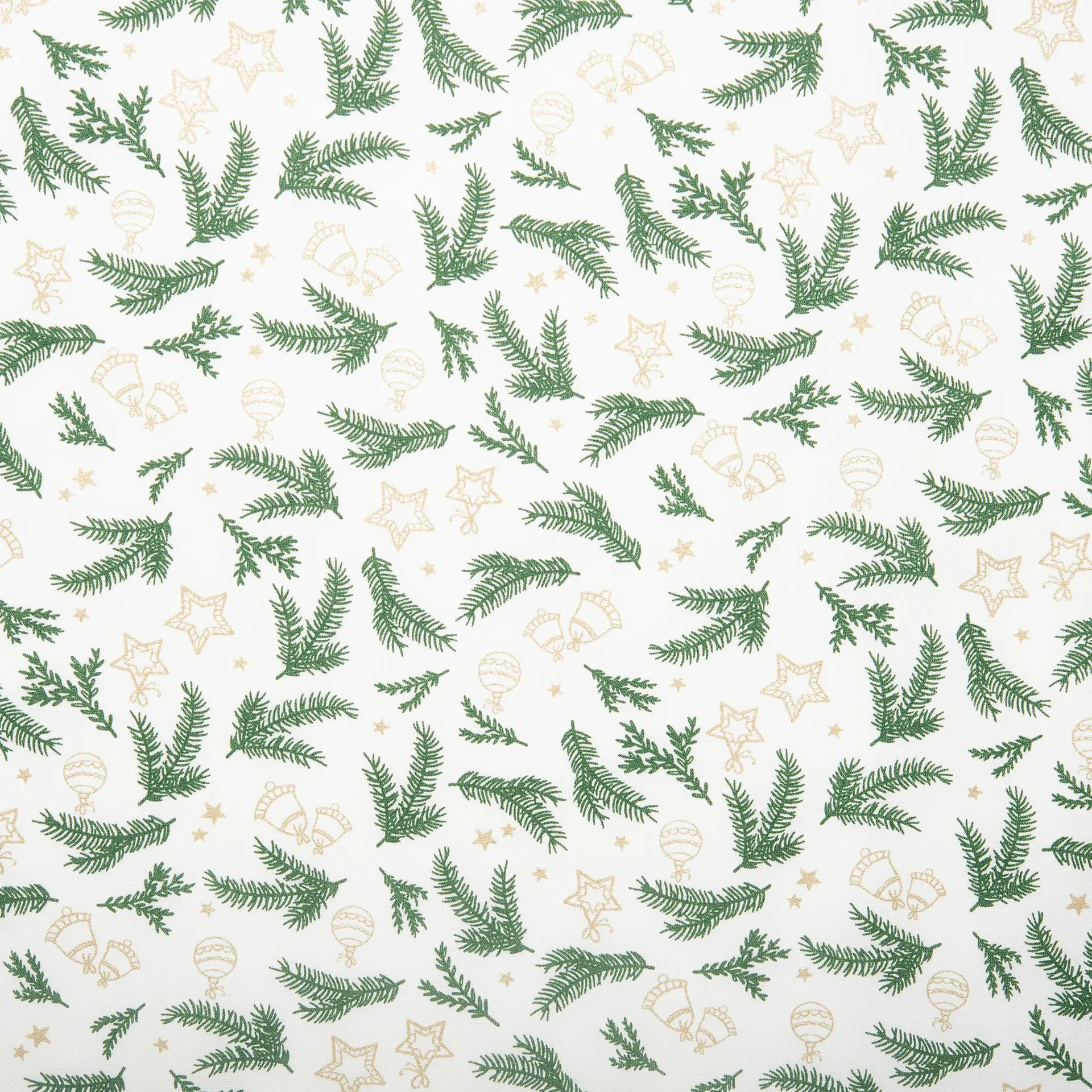 Christmas printed cotton - Leafs - White / Green