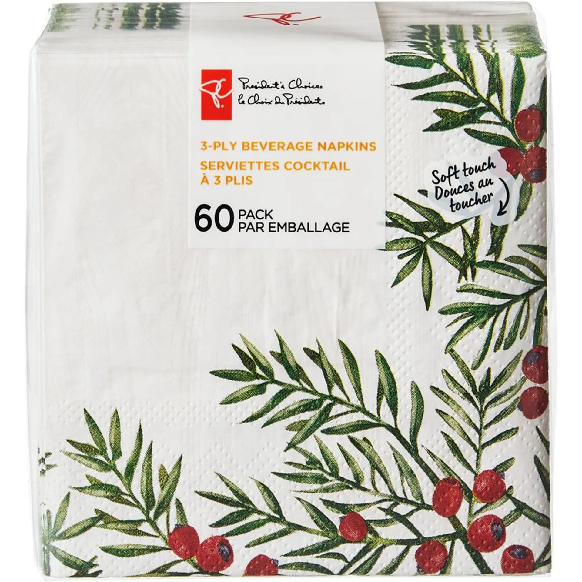 3 Ply Beverage Napkins 60 Pack - Berries