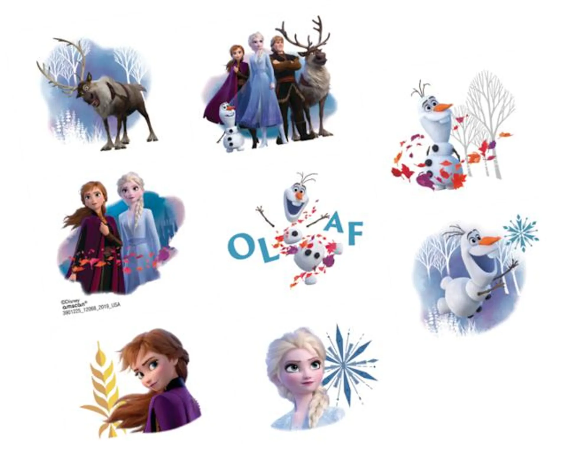 Disney Frozen Elsa/Anna/Olaf Assorted Temporary Tattoos, Blue/Brown, 8-pk, Wearable Favours for Birthdays