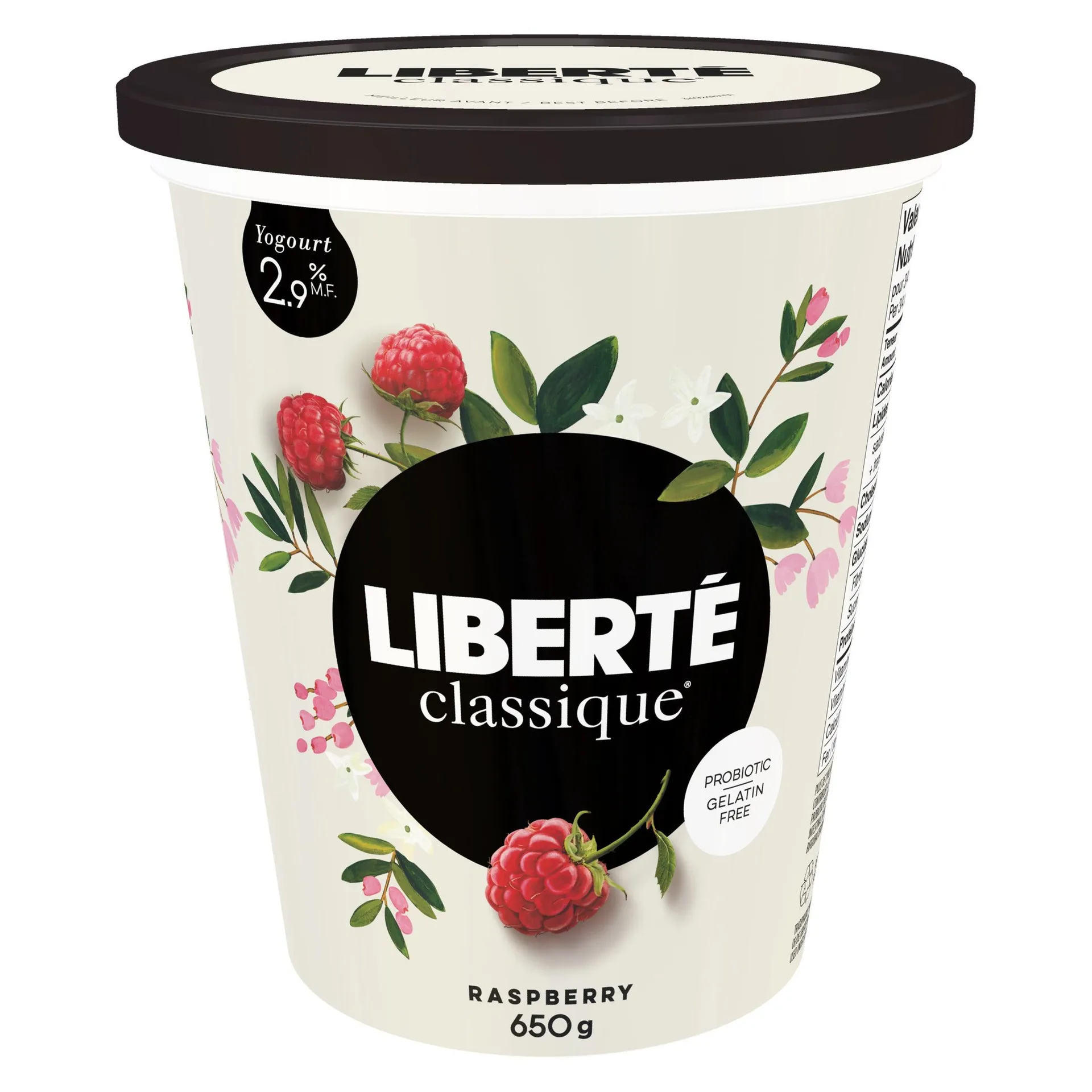 Liberte Classic 2.9% Raspberry Yogurt - 650 g