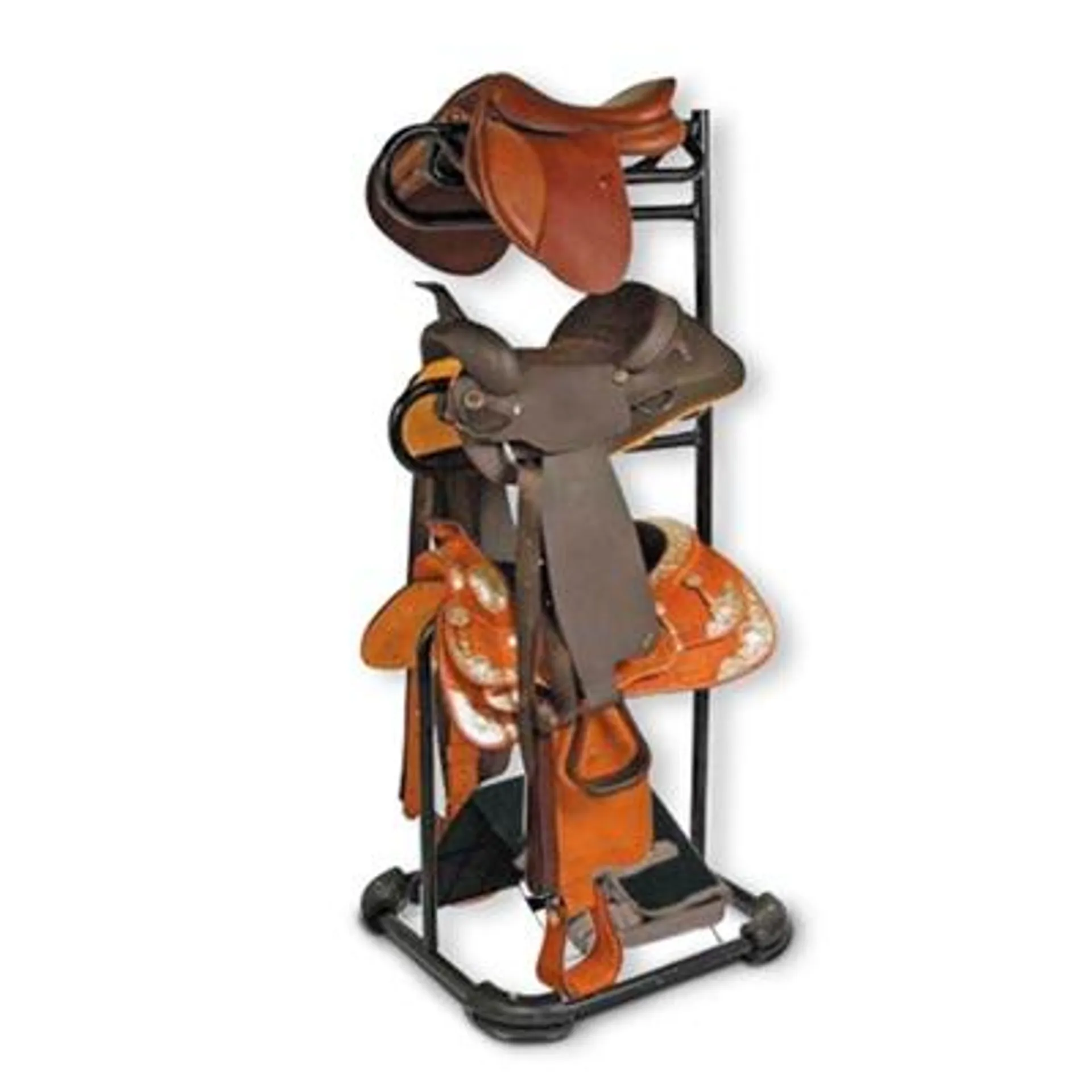 Heavy Duty Three Tier Rotatable Saddle Rack Stand H68.5 x W30 x D30
